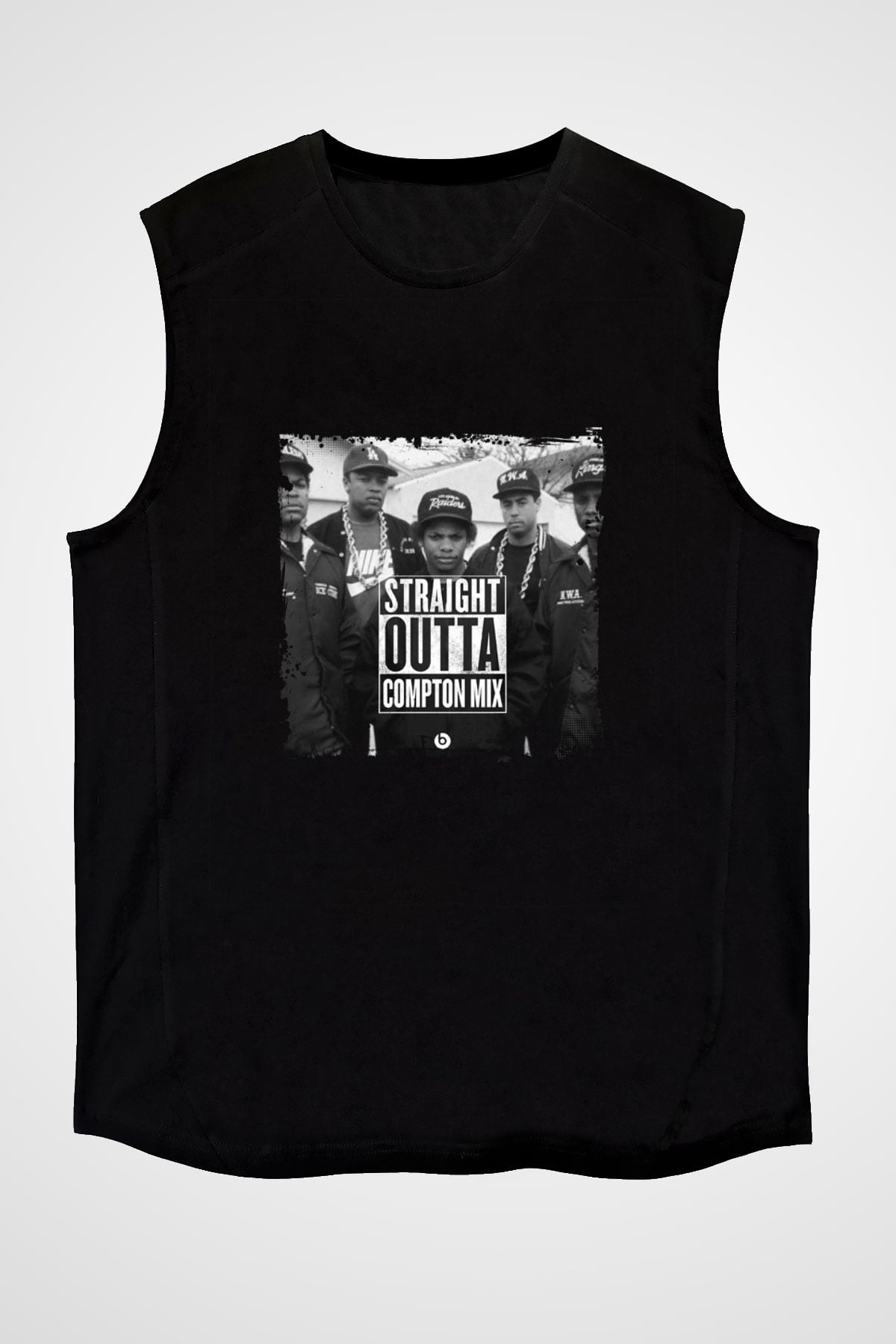 N.W.A Baskılı Unisex Siyah Kolsuz Tişört