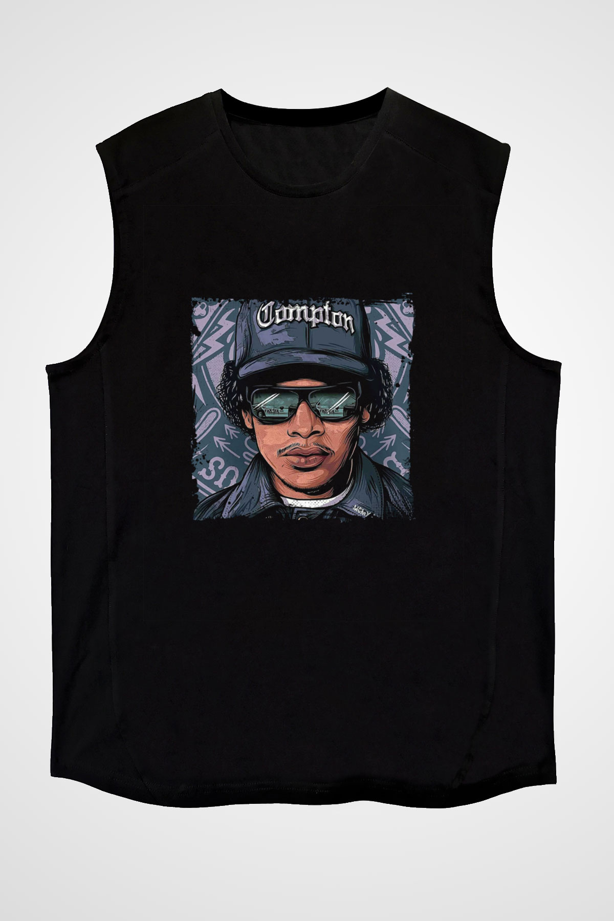 N.W.A Baskılı Unisex Siyah Kolsuz Tişört