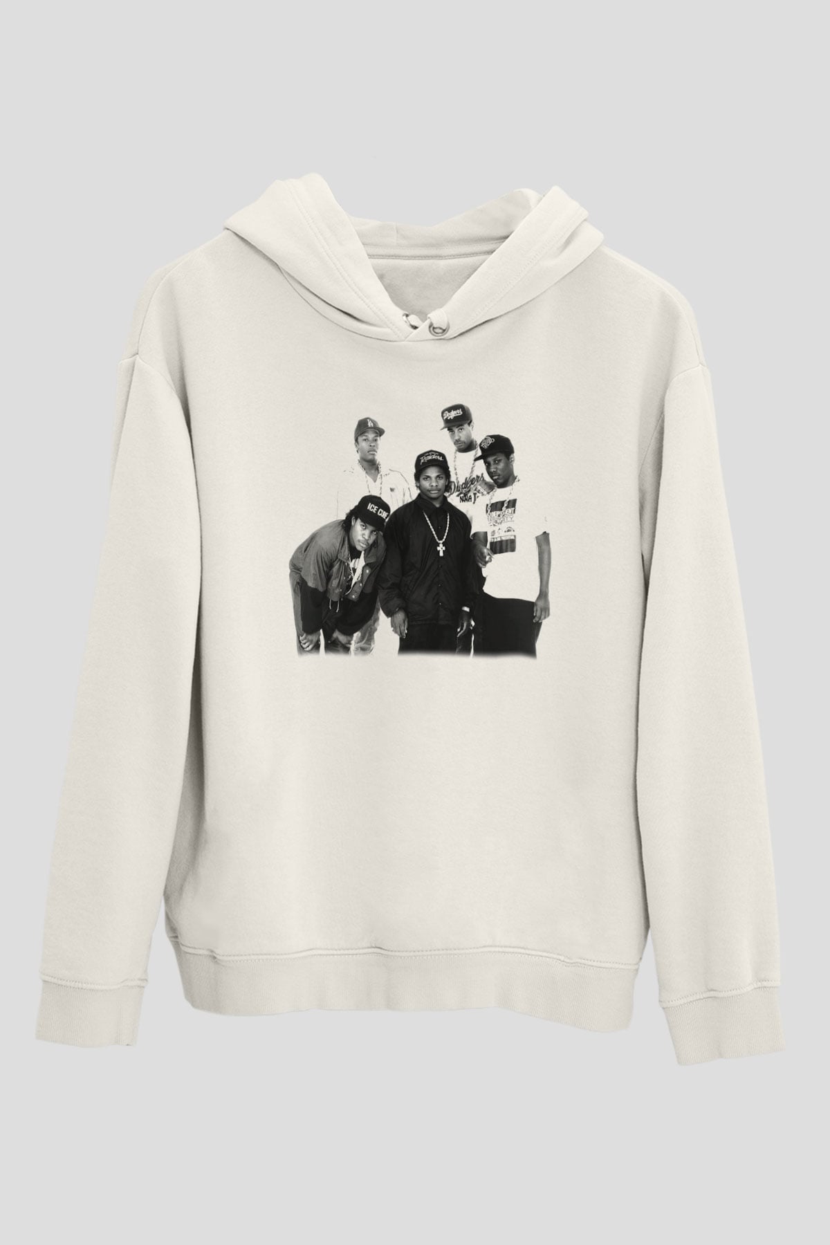 N.W.A Beyaz Unisex Kapşonlu Sweatshirt