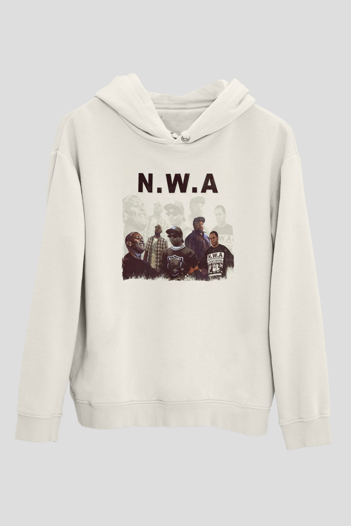 N.W.A Beyaz Unisex Kapüşonlu Sweatshirt