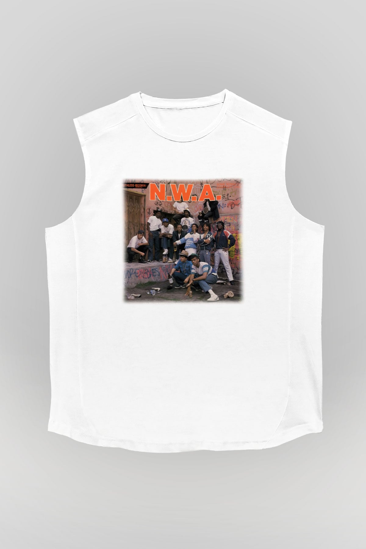 N.W.A Beyaz Unisex Kolsuz Tişört