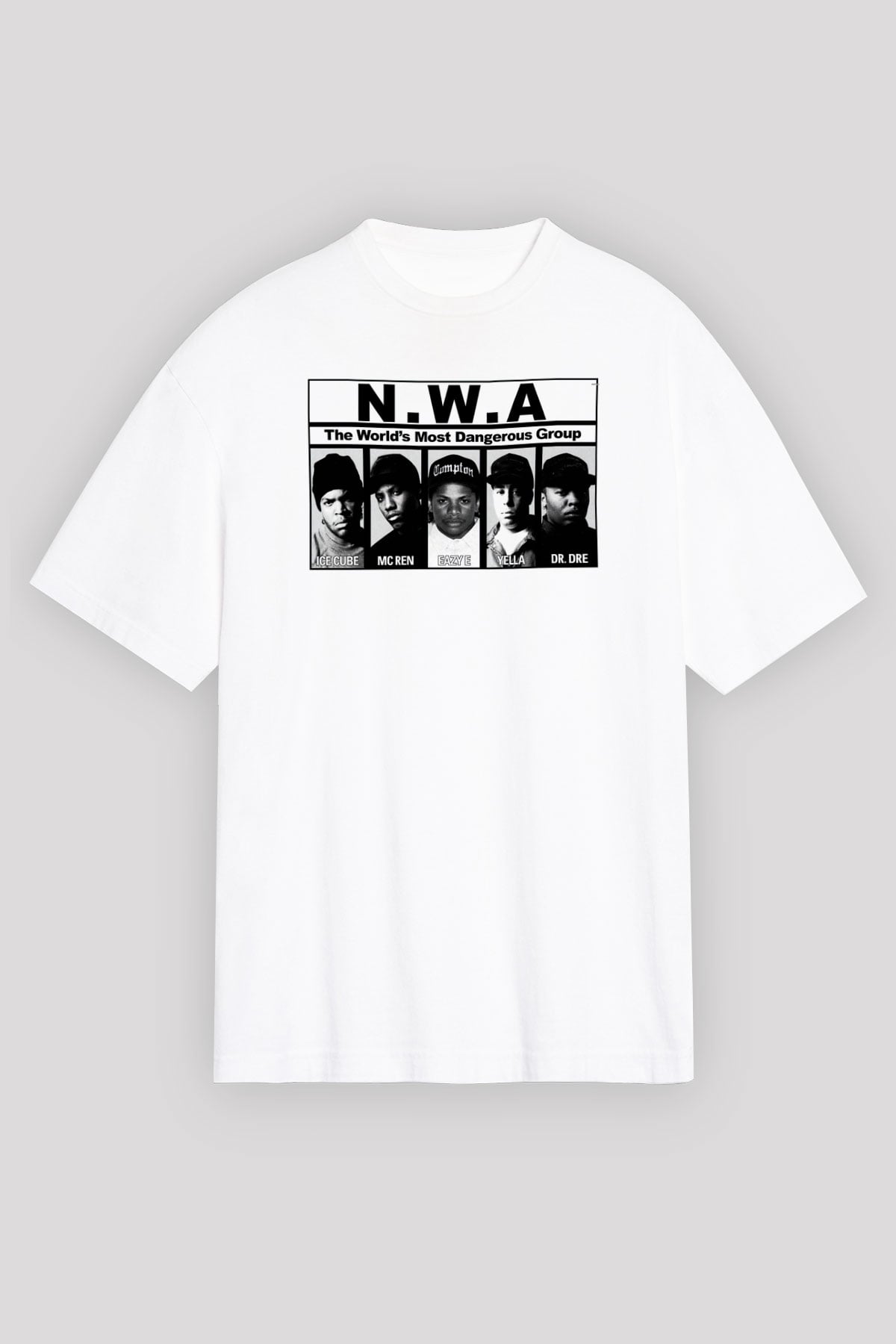N.W.A Beyaz Unisex Oversize Tişört T-Shirt