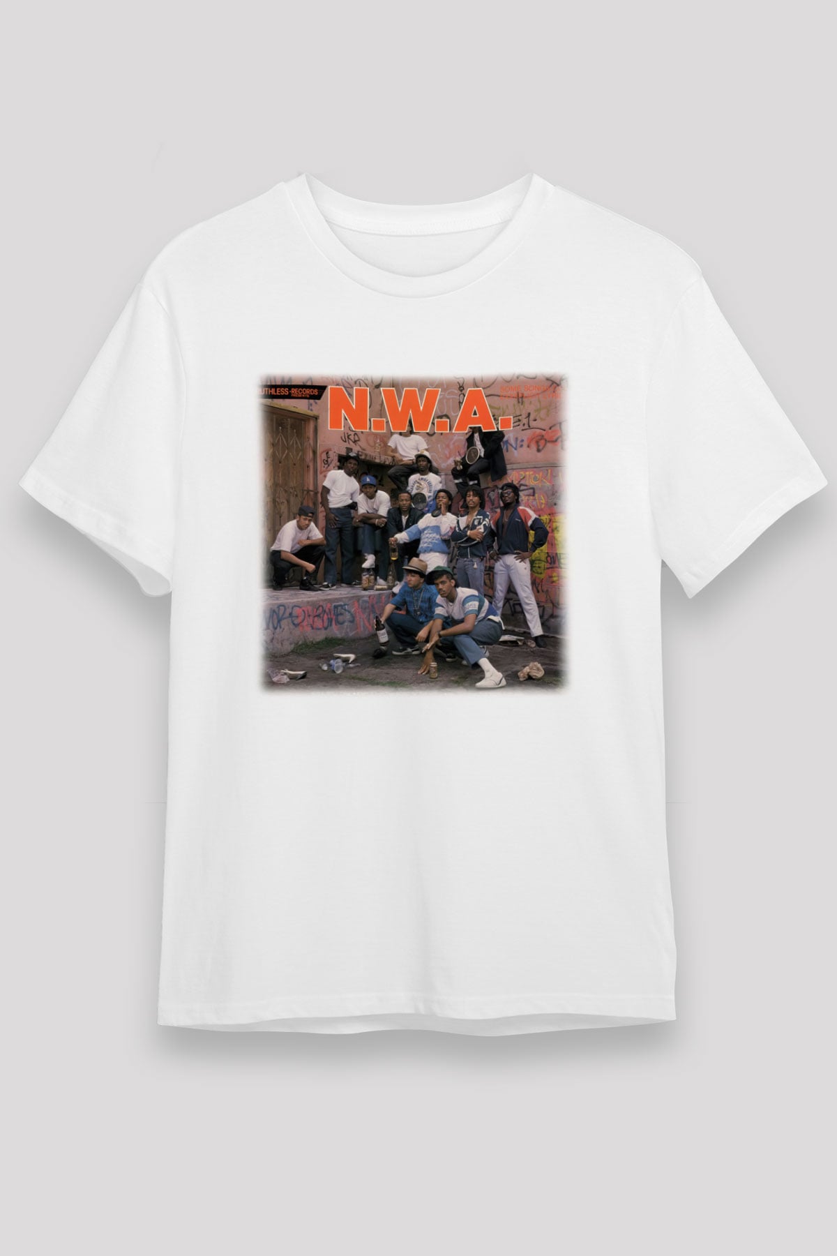 N.W.A Beyaz Unisex Tişört T-Shirt - TişörtFabrikası