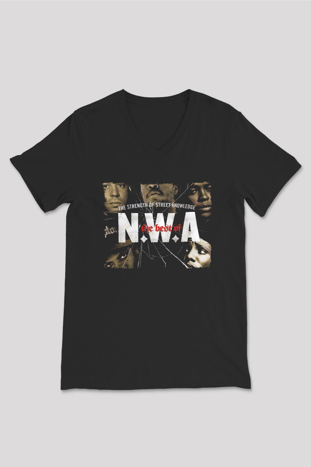 N.W.A Siyah Unisex V Yaka Tişört