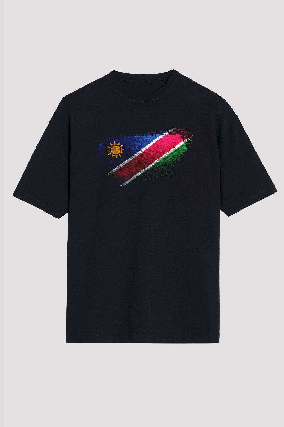 Namibya - Namibia Bayrağı Baskılı Unisex Siyah Oversize Tişört