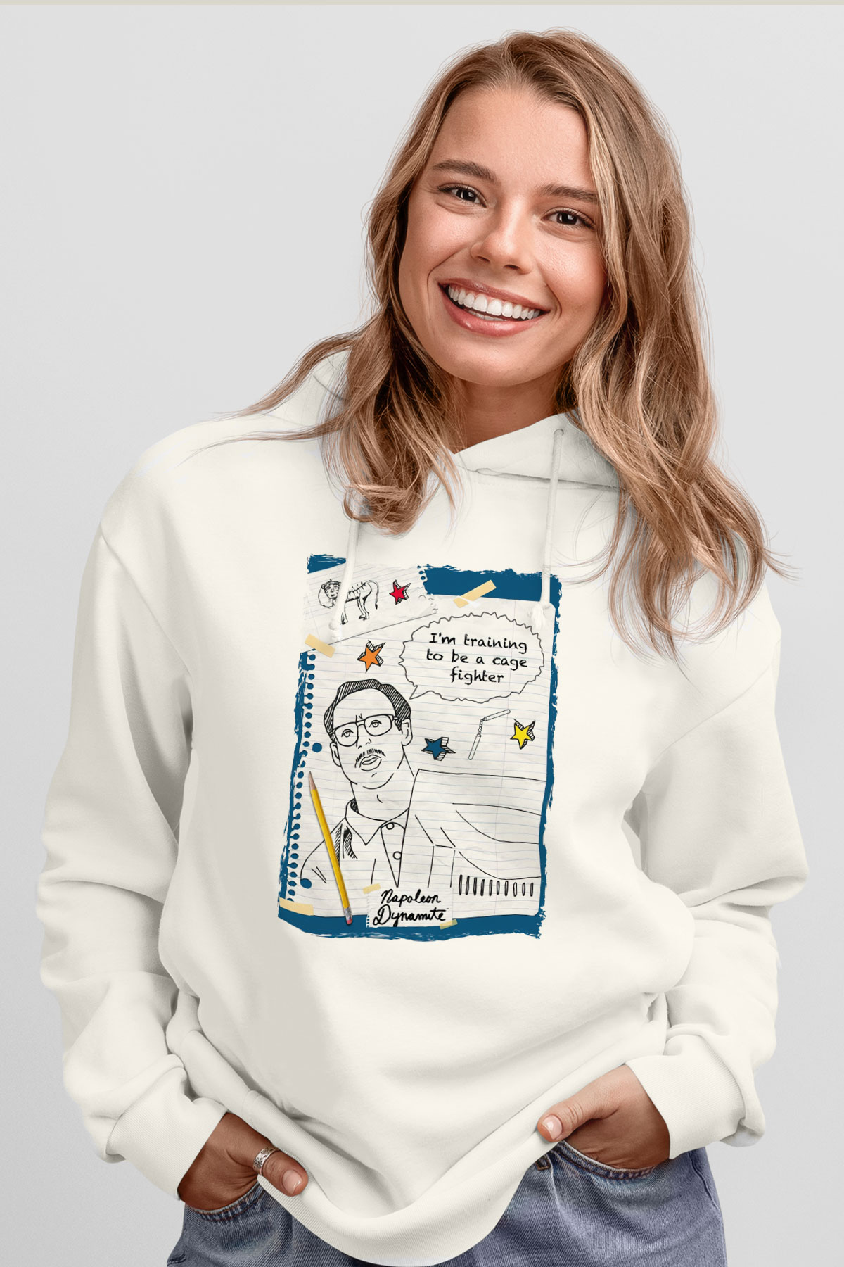 Napoleon Dynamite Beyaz Unisex Hoodie