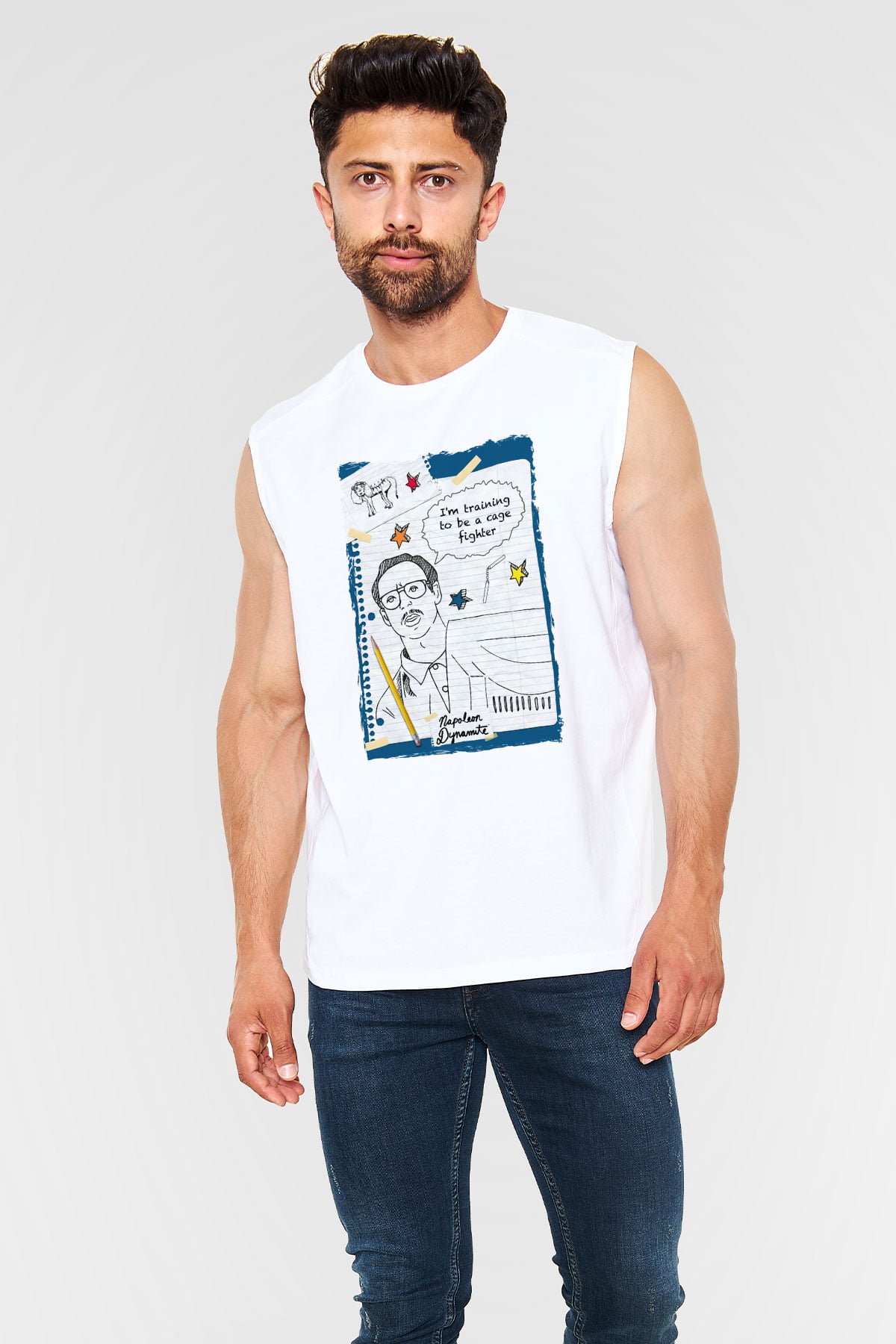 Napoleon Dynamite Beyaz Unisex Kolsuz Tişört