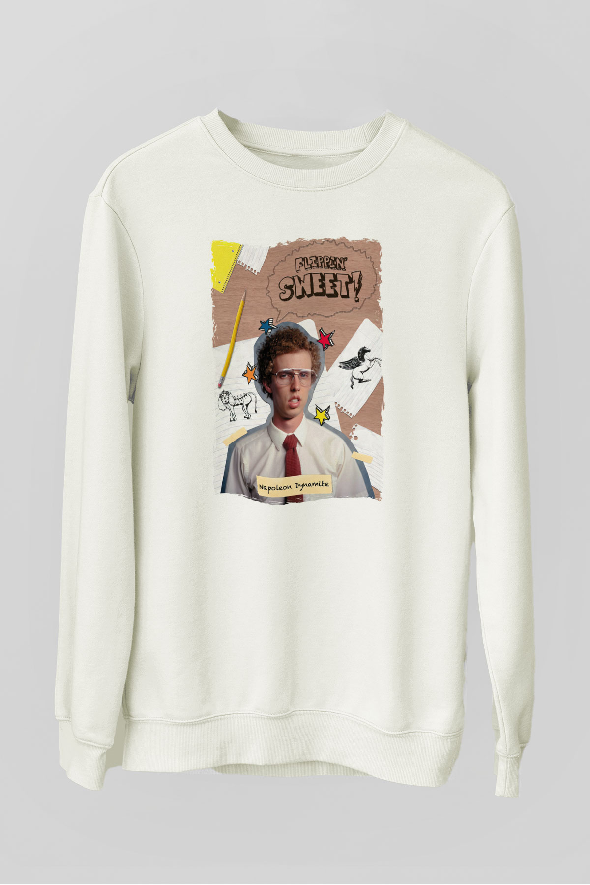 Napoleon Dynamite Beyaz Unisex Sweatshirt