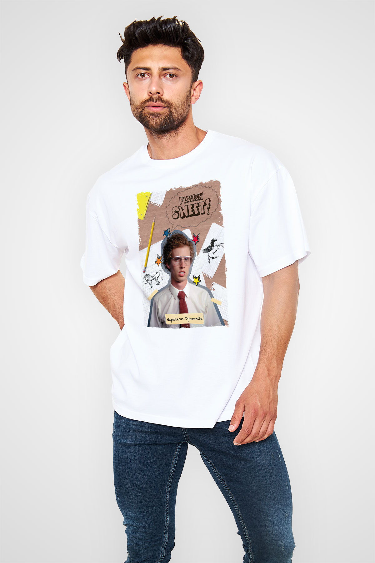 Napoleon Dynamite Beyaz Oversize Tişört Oversize T-shirt
