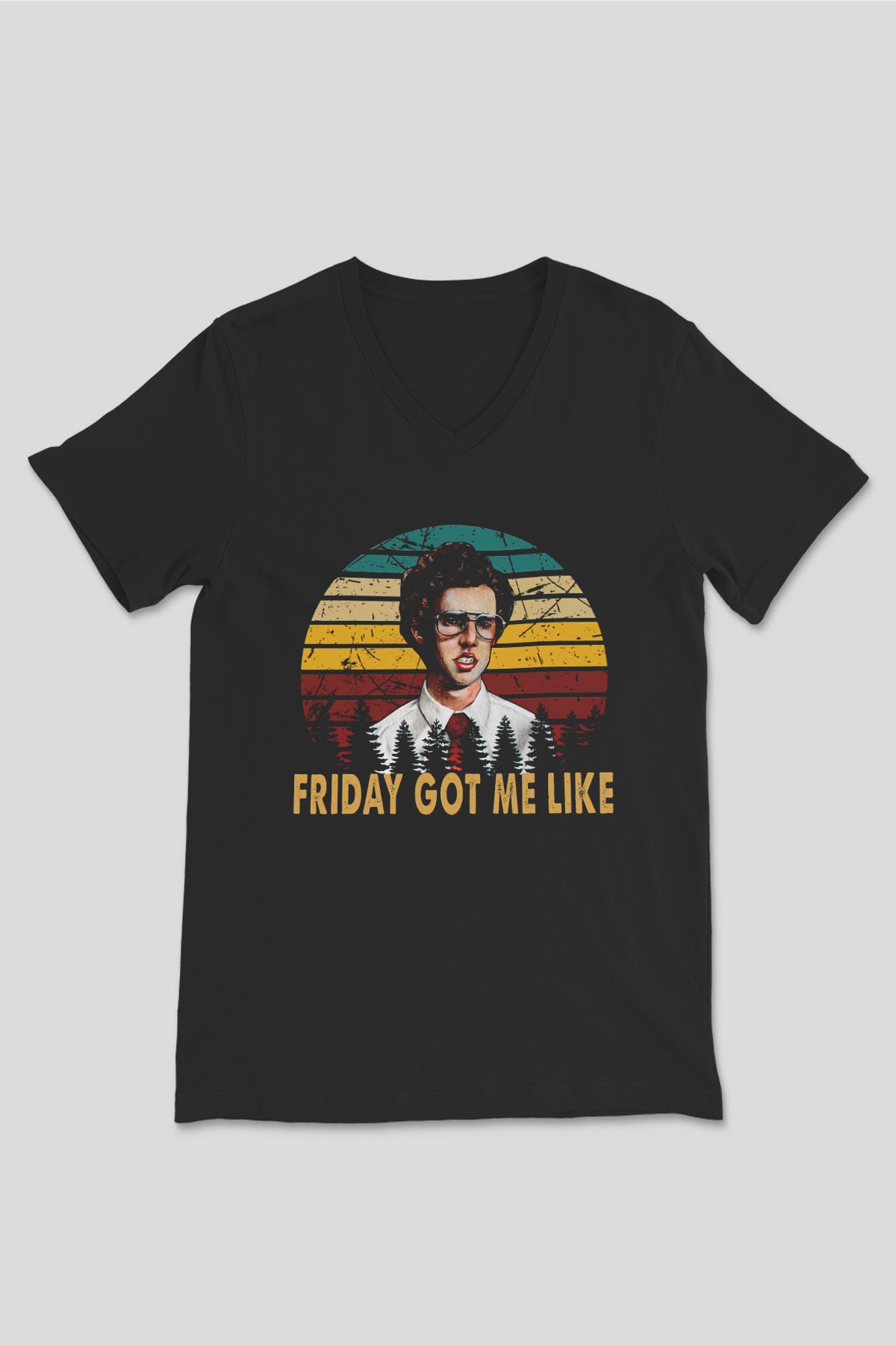 Napoleon Dynamite Siyah Unisex V Yaka Tişört