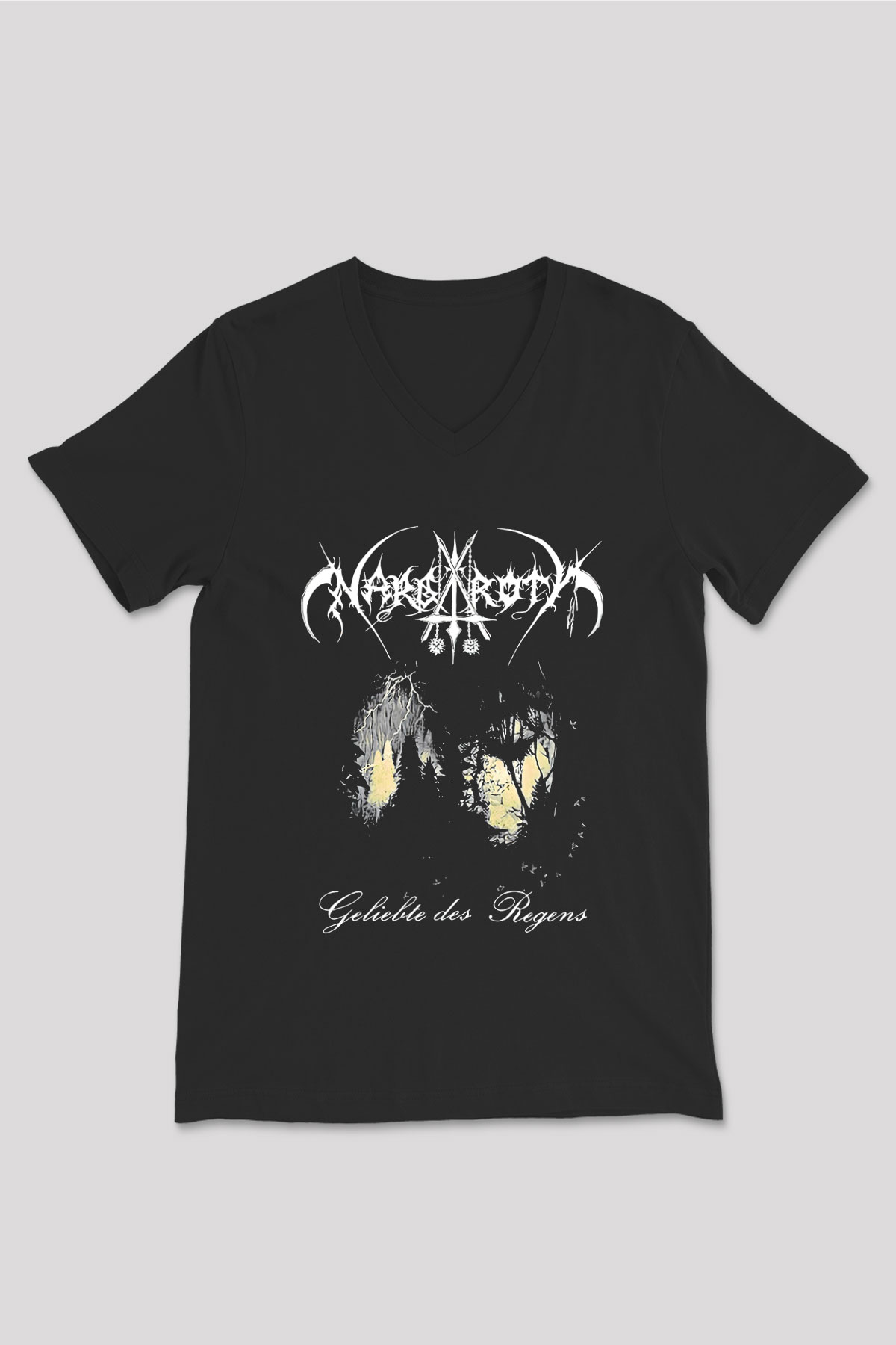 Nargaroth Baskılı Unisex Siyah V Yaka Tişört - Tshirt