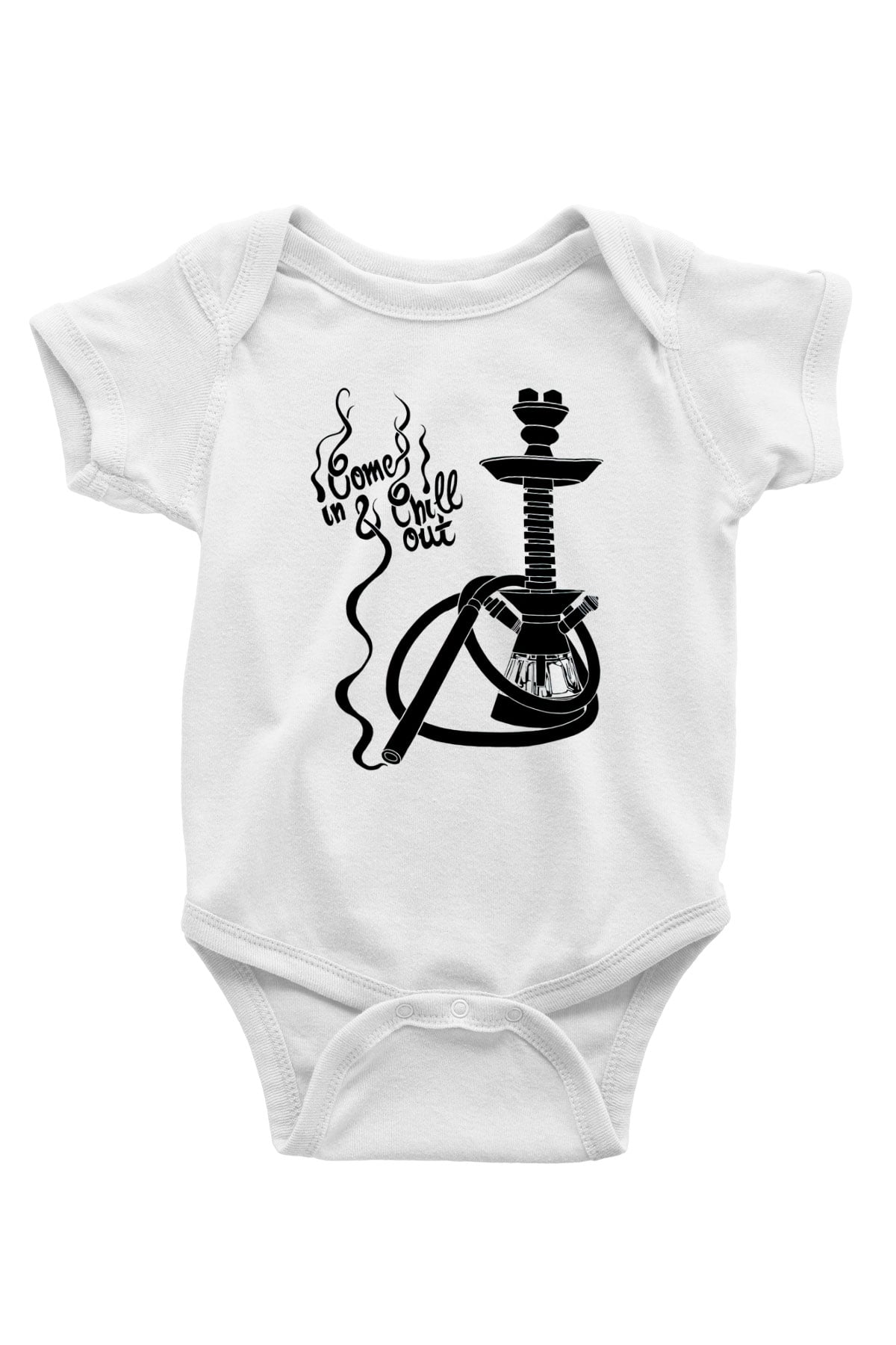 Nargile Baskılı Beyaz Unisex Bebek Body - Zıbın