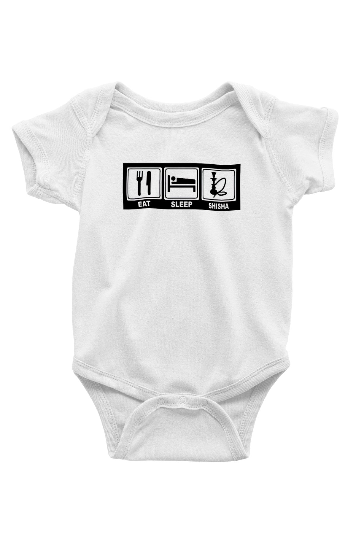 Nargile Baskılı Beyaz Unisex Bebek Body - Zıbın