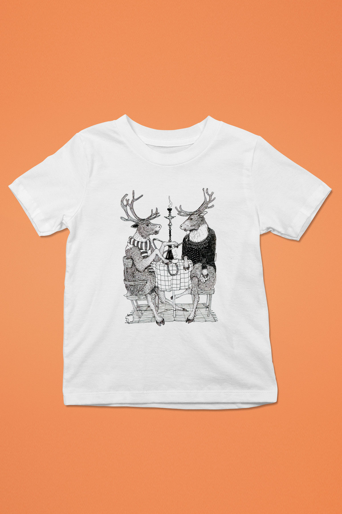 Nargile Baskılı Beyaz Unisex Çocuk Tişört