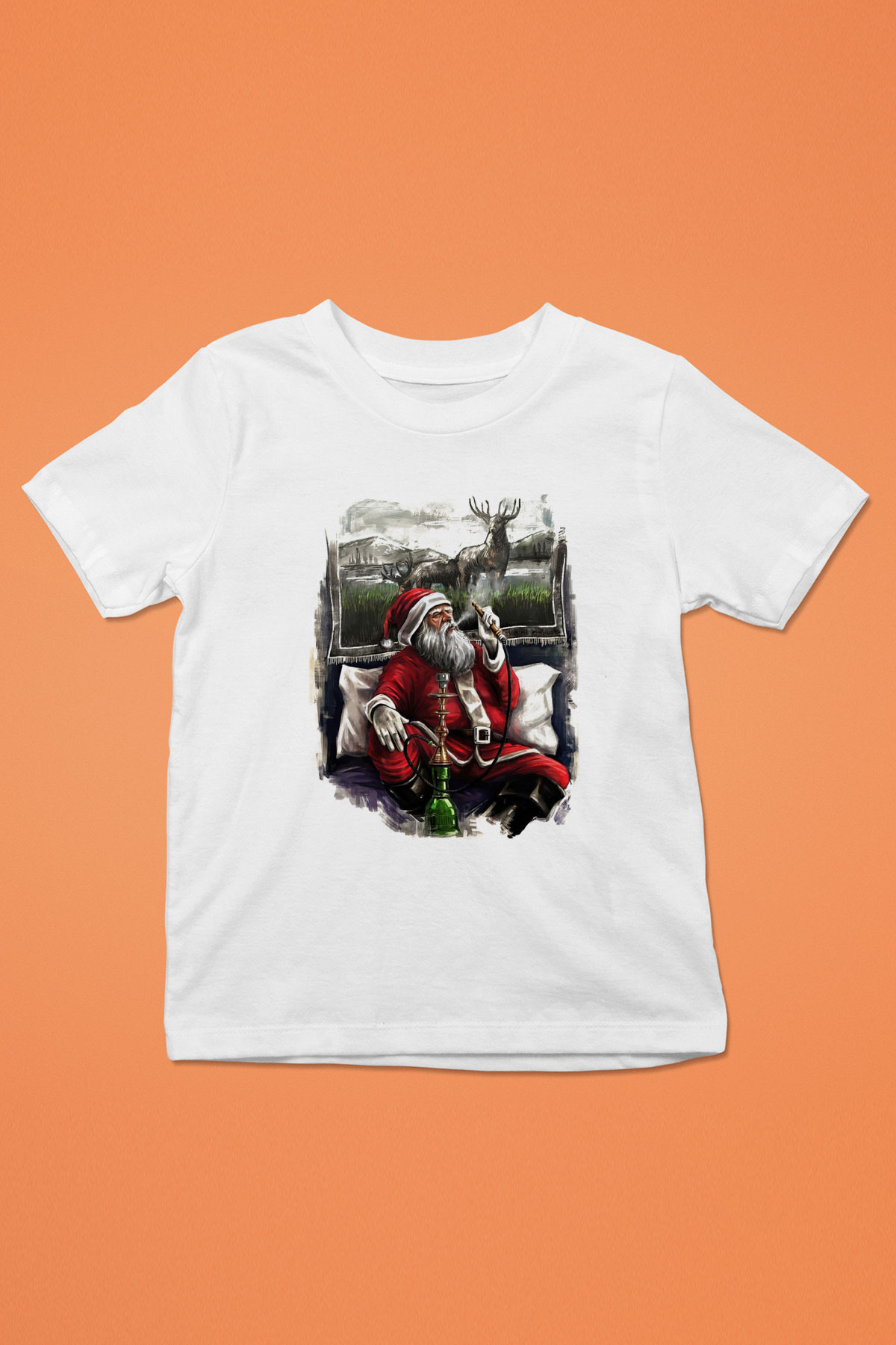 Nargile Baskılı Beyaz Unisex Çocuk Tişört