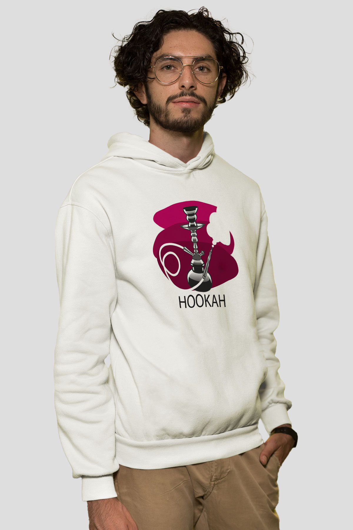 Nargile Beyaz Unisex Hoodie