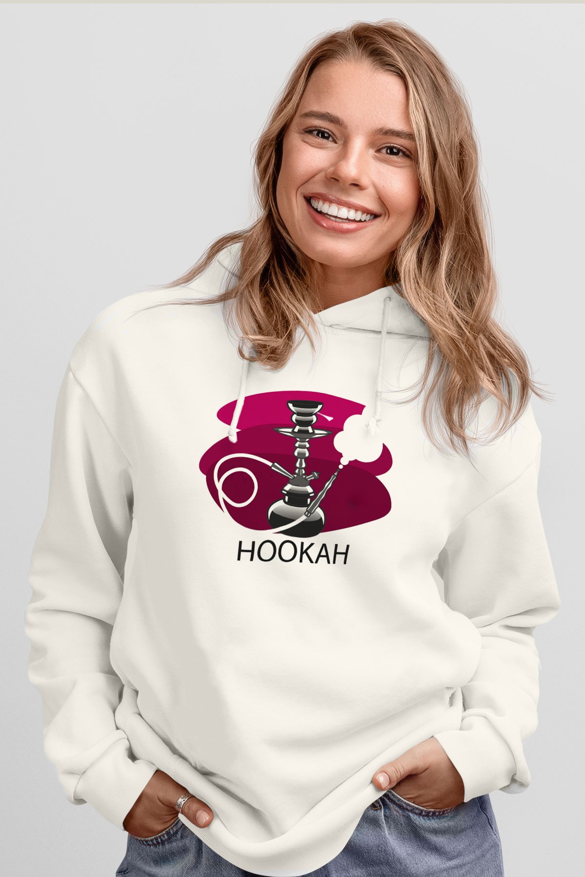 Nargile Beyaz Unisex Hoodie