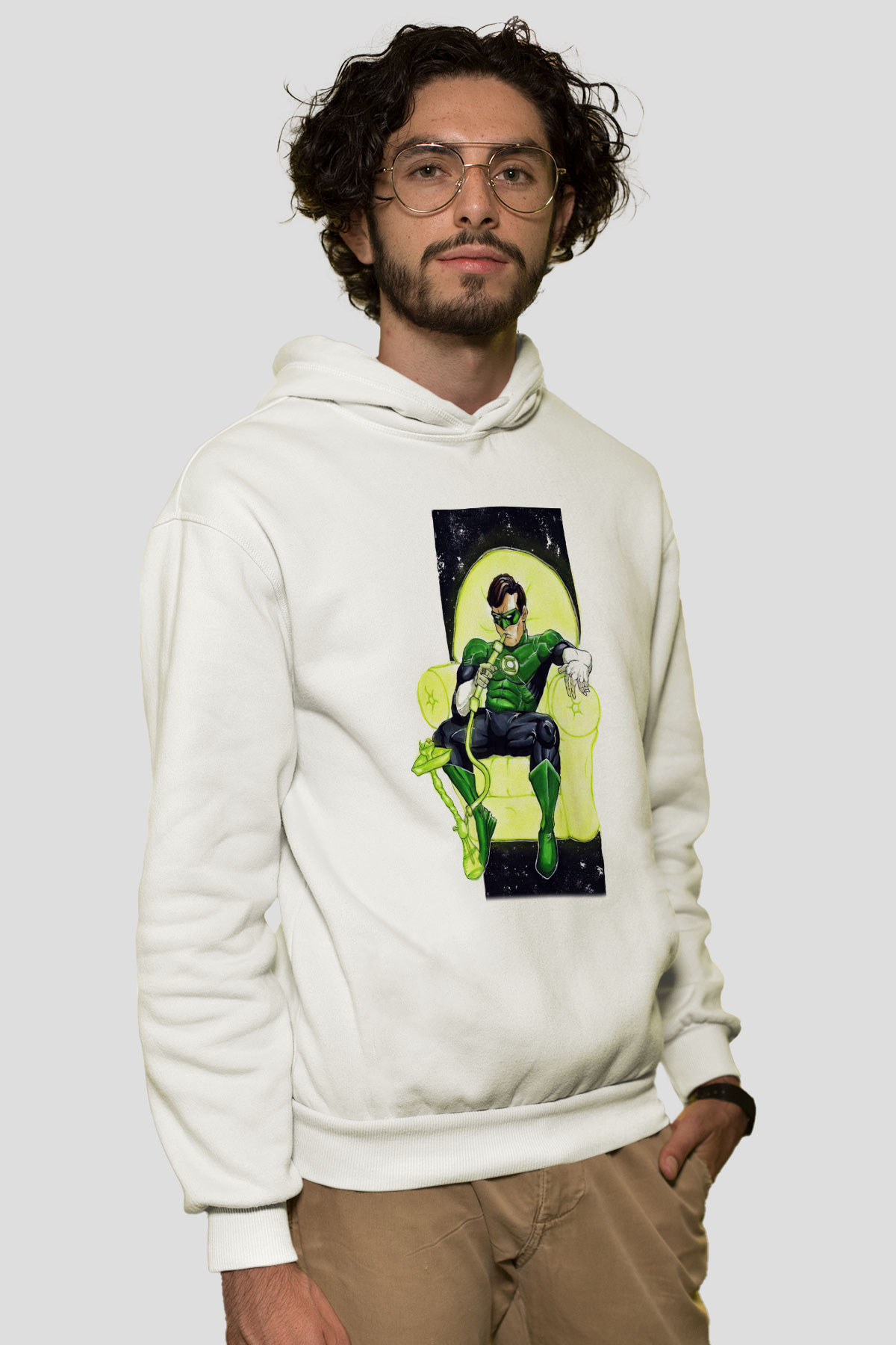Nargile Beyaz Unisex Kapşonlu Sweatshirt