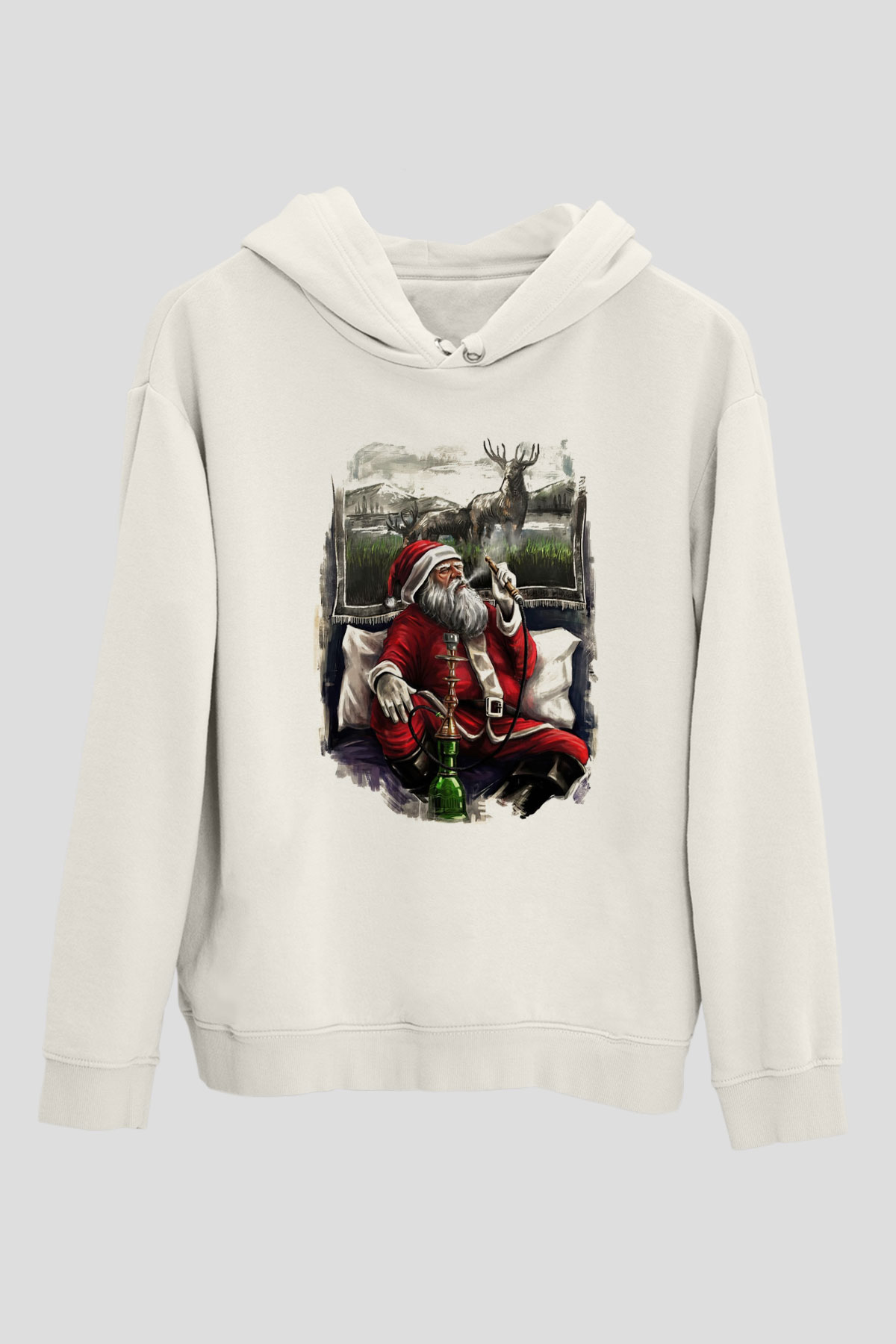 Nargile Beyaz Unisex Kapşonlu Sweatshirt
