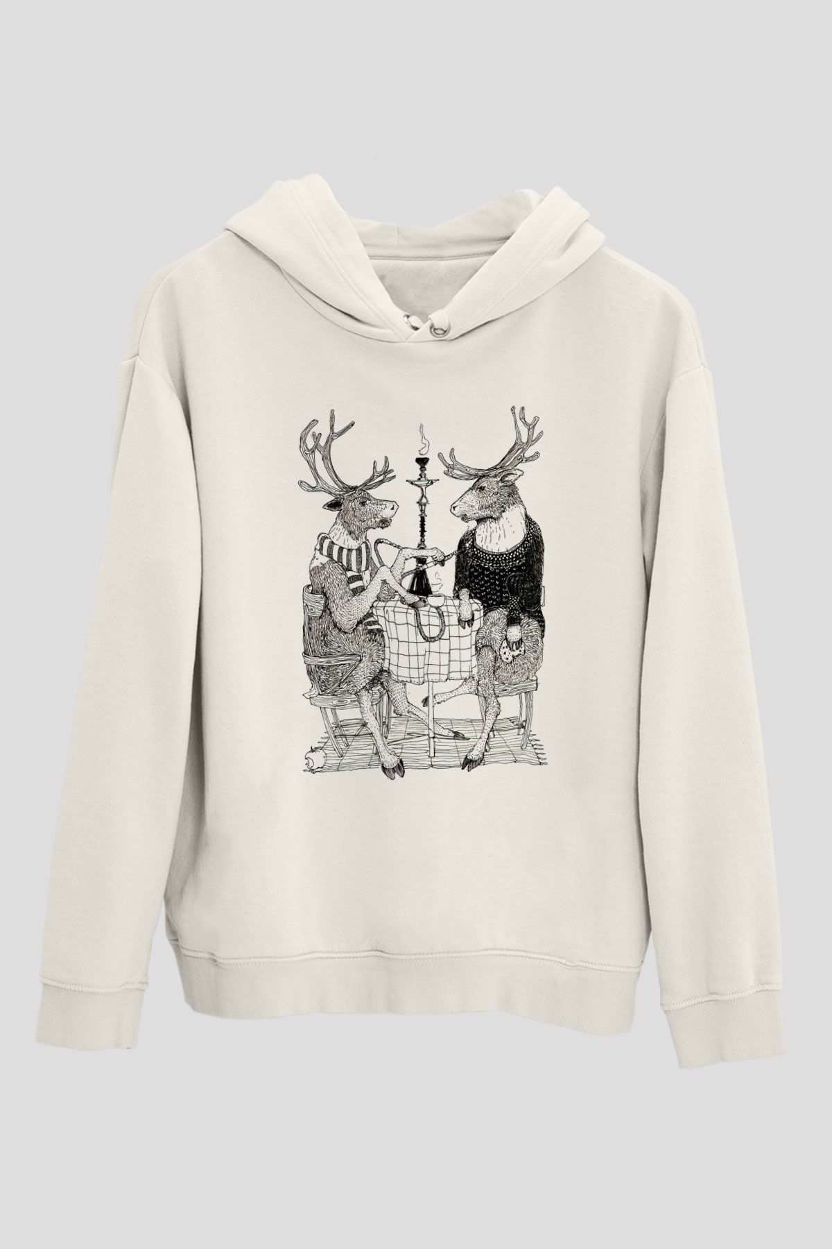 Nargile Beyaz Unisex Kapşonlu Sweatshirt