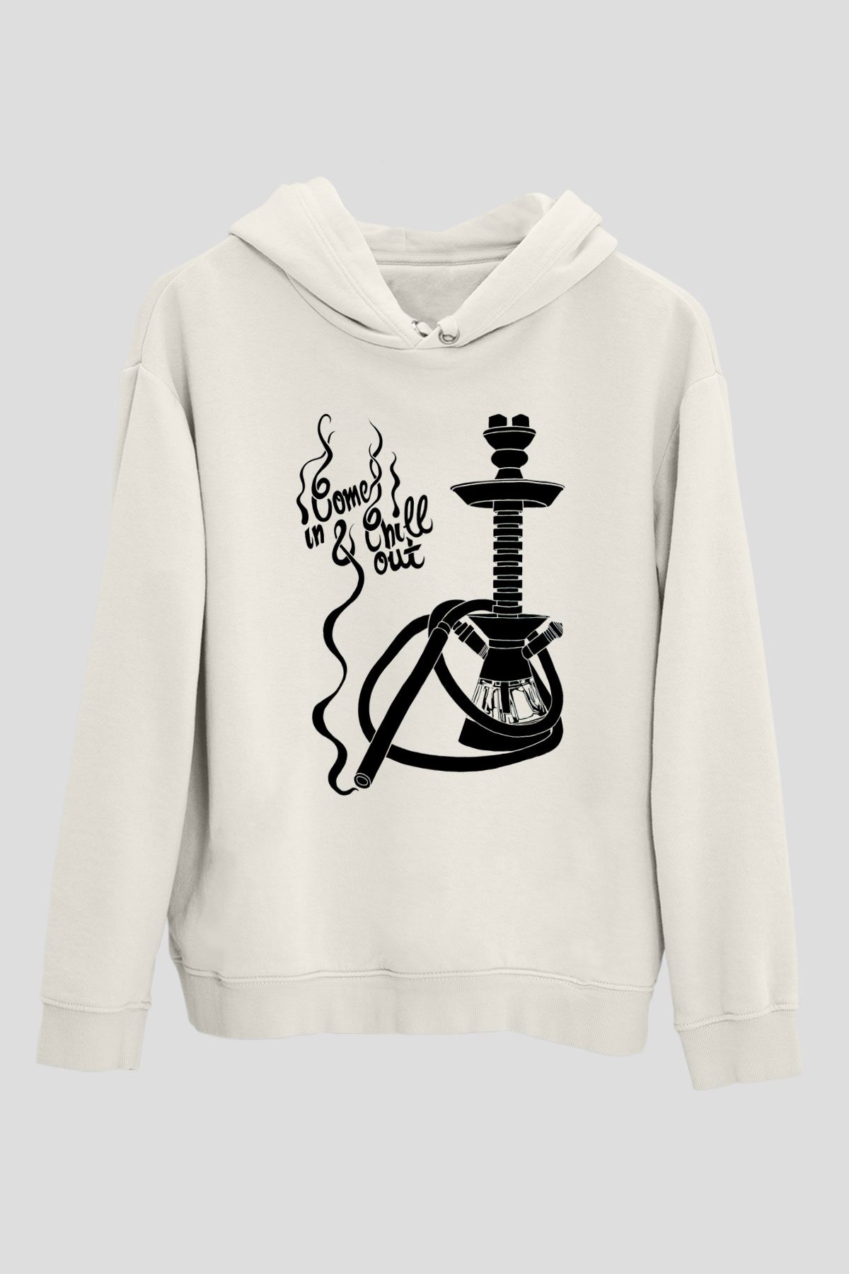 Nargile Beyaz Unisex Kapşonlu Sweatshirt