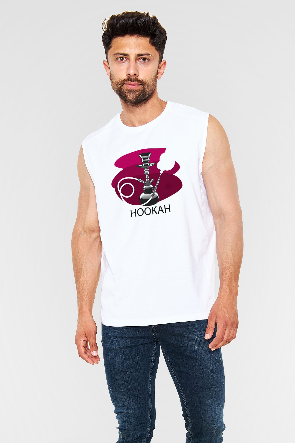 Nargile Beyaz Unisex Kolsuz Tişört