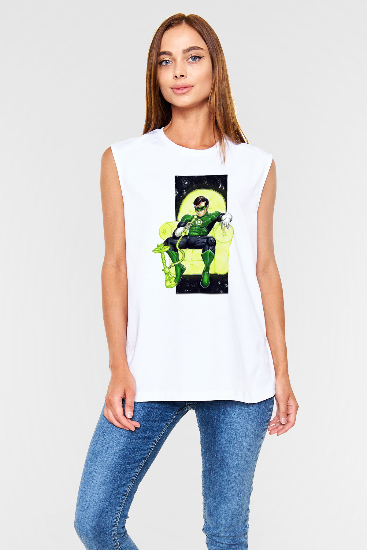 Nargile Beyaz Unisex Kolsuz Tişört