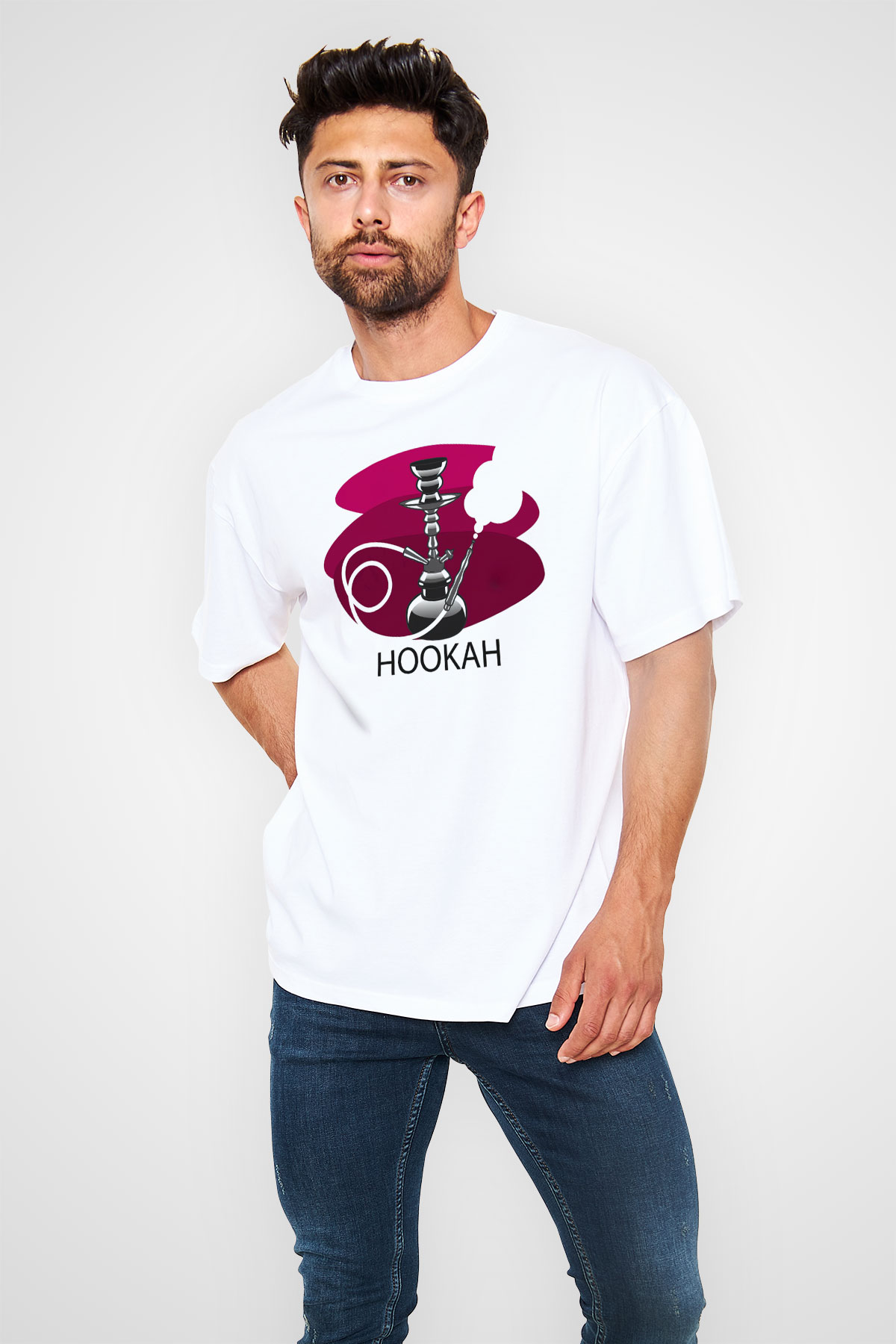 Nargile Beyaz Unisex Oversize Tişört T-Shirt
