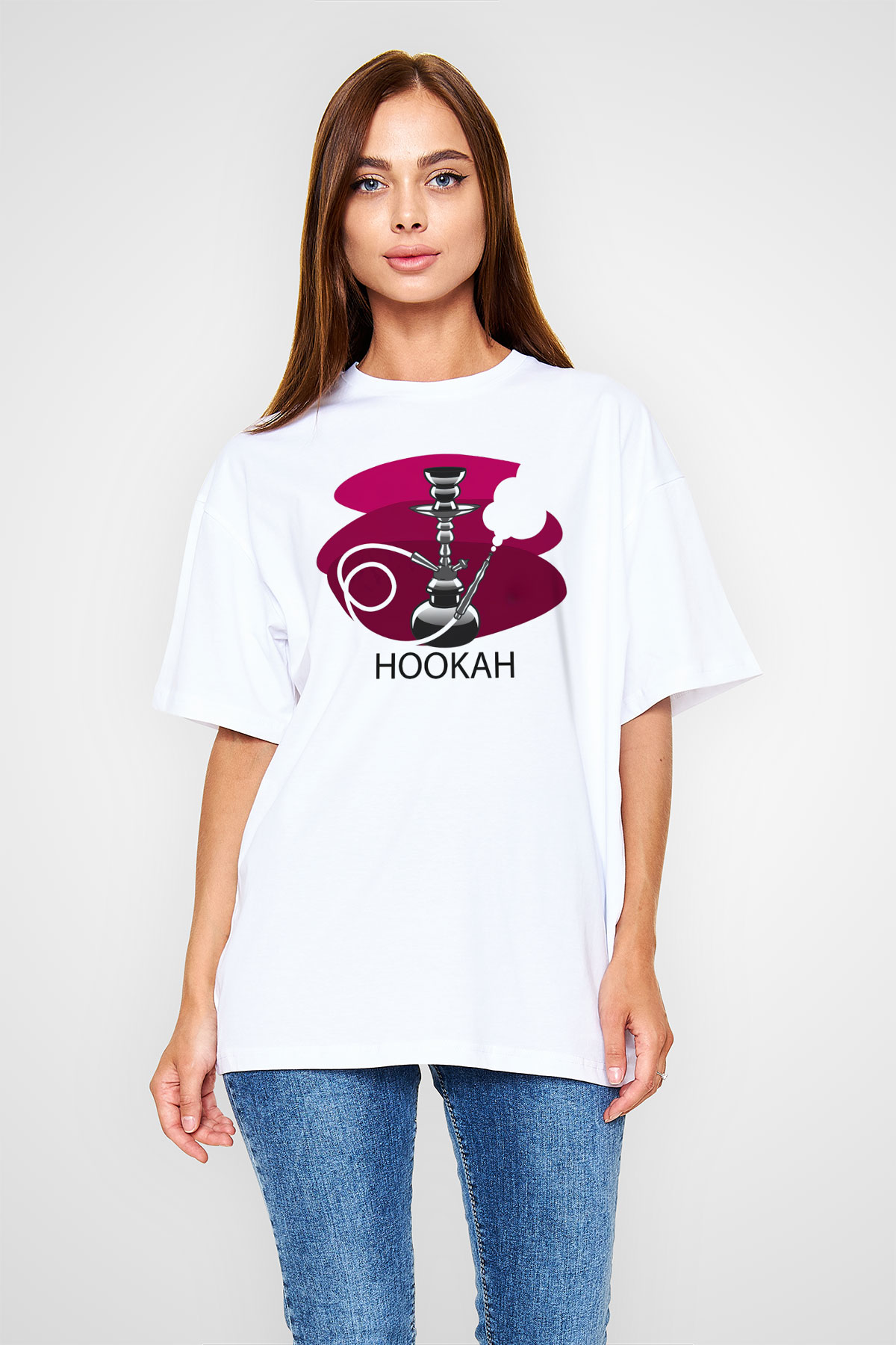 Nargile Beyaz Unisex Oversize Tişört T-Shirt