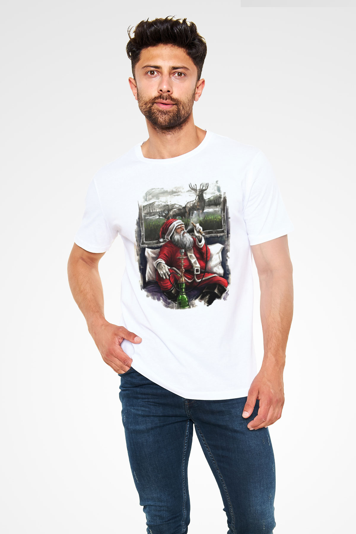 Nargile Beyaz Unisex Tişört T-Shirt - TişörtFabrikası