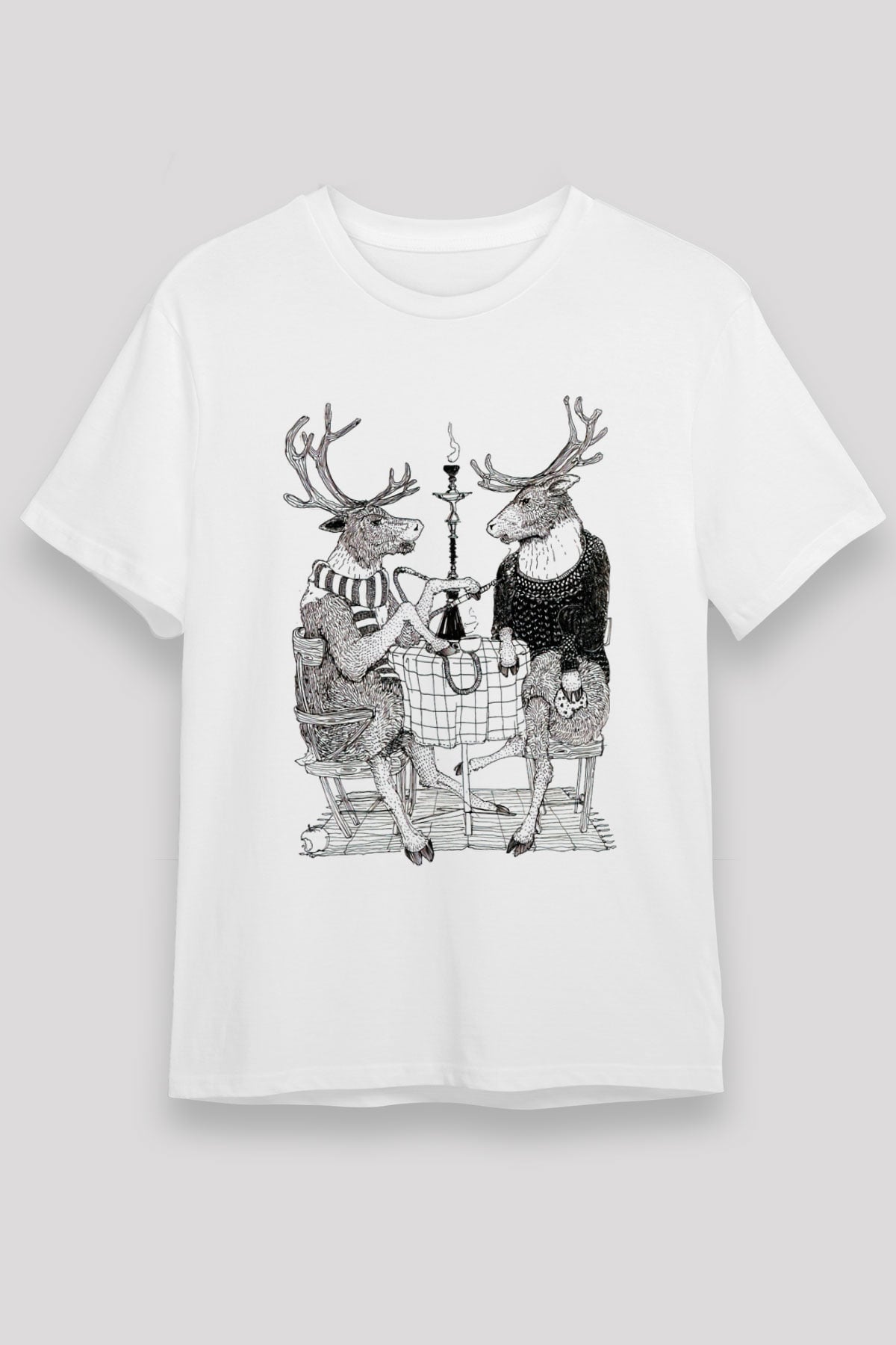 Nargile Beyaz Unisex Tişört T-Shirt - TişörtFabrikası