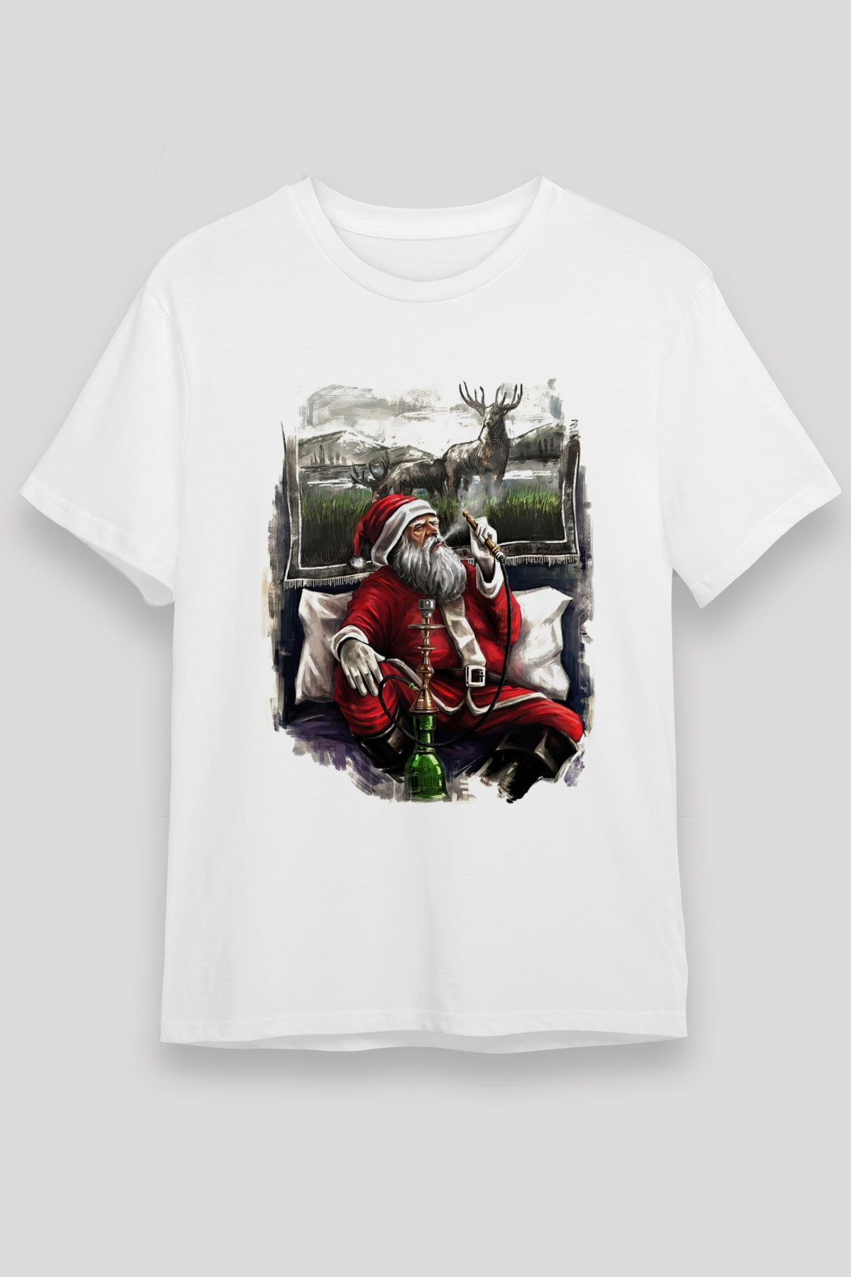 Nargile Beyaz Unisex Tişört T-Shirt - TişörtFabrikası