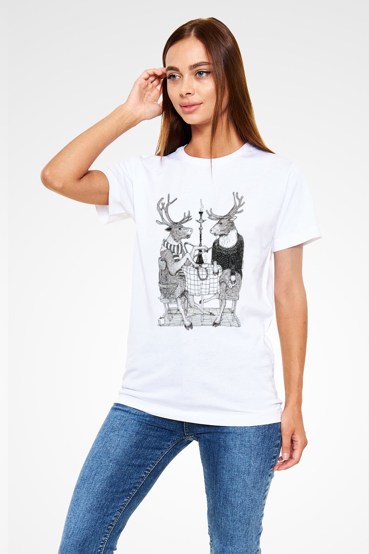 Nargile Beyaz Unisex Tişört T-Shirt - TişörtFabrikası