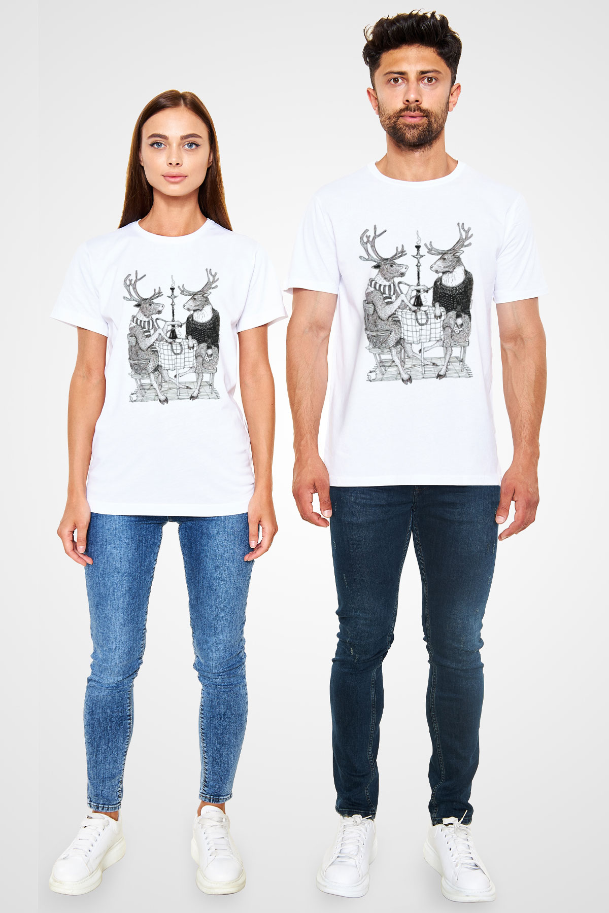 Nargile Beyaz Unisex Tişört T-Shirt - TişörtFabrikası