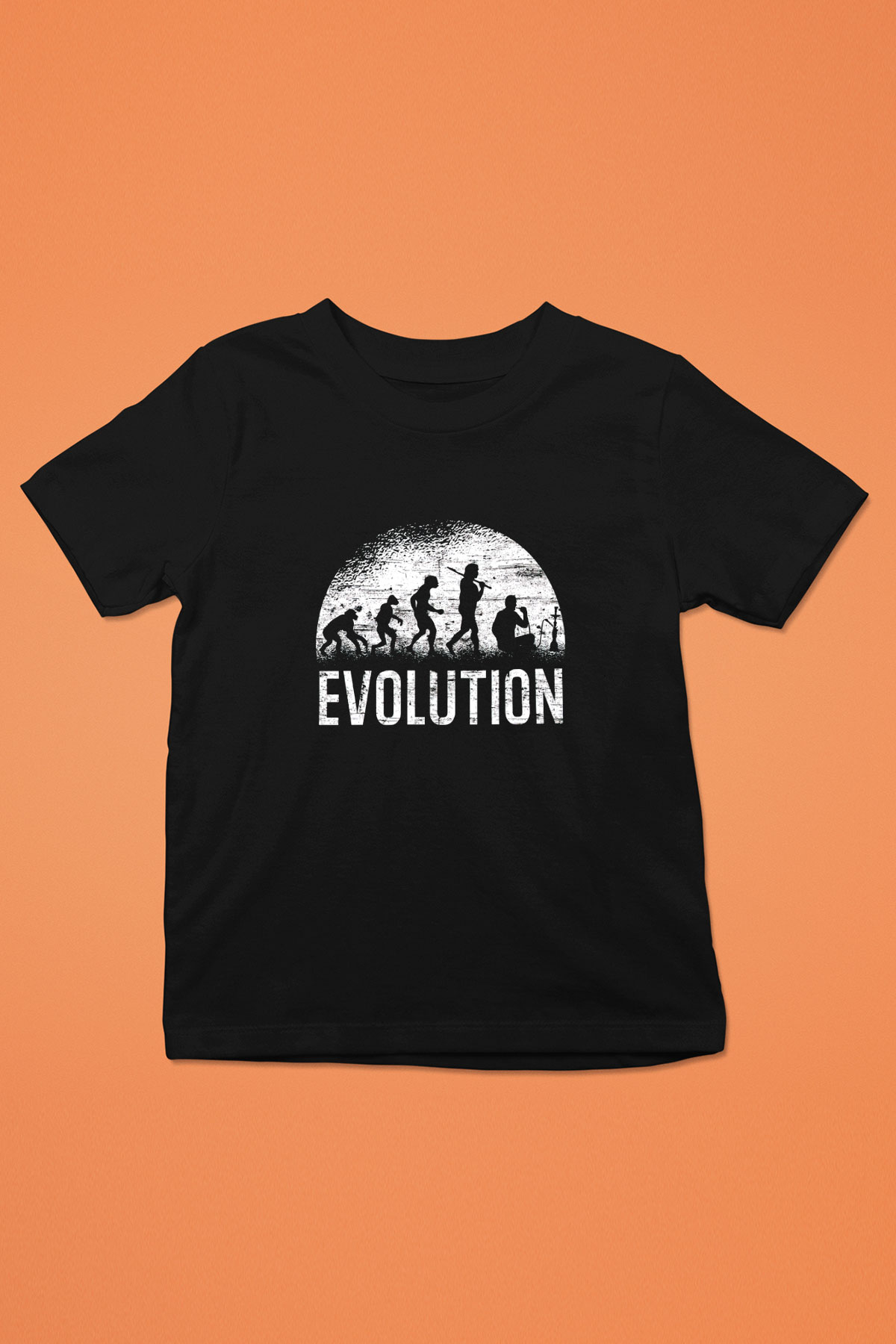 Nargile Evrimi Baskılı Unisex Siyah Çocuk Tişörtü - Tshirt