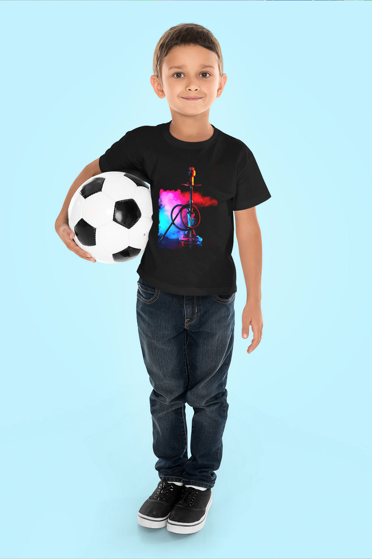 Nargile Siyah Unisex Çocuk Tişört