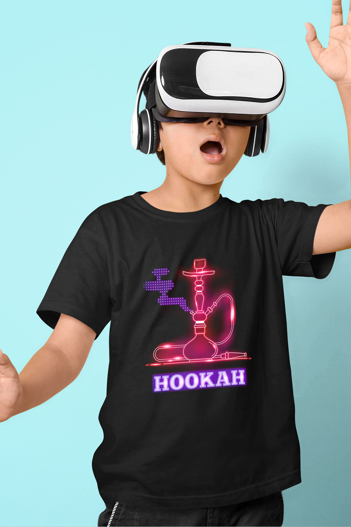 Nargile Siyah Unisex Çocuk Tişört