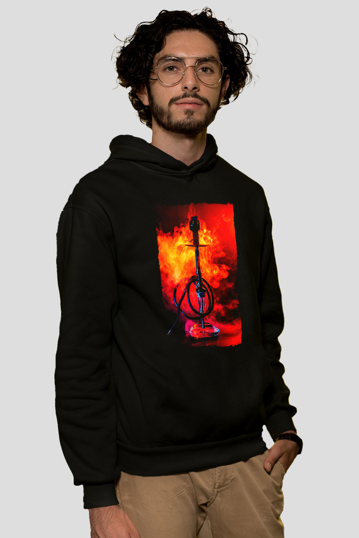 Nargile Siyah Unisex Kapüşonlu Sweatshirt