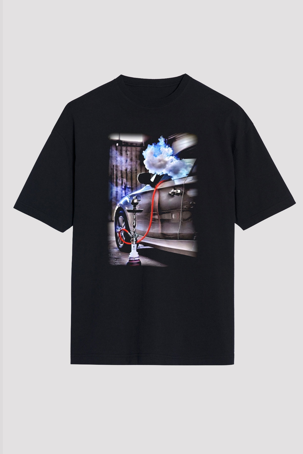 Nargile Siyah Unisex Oversize Tişört T-Shirt