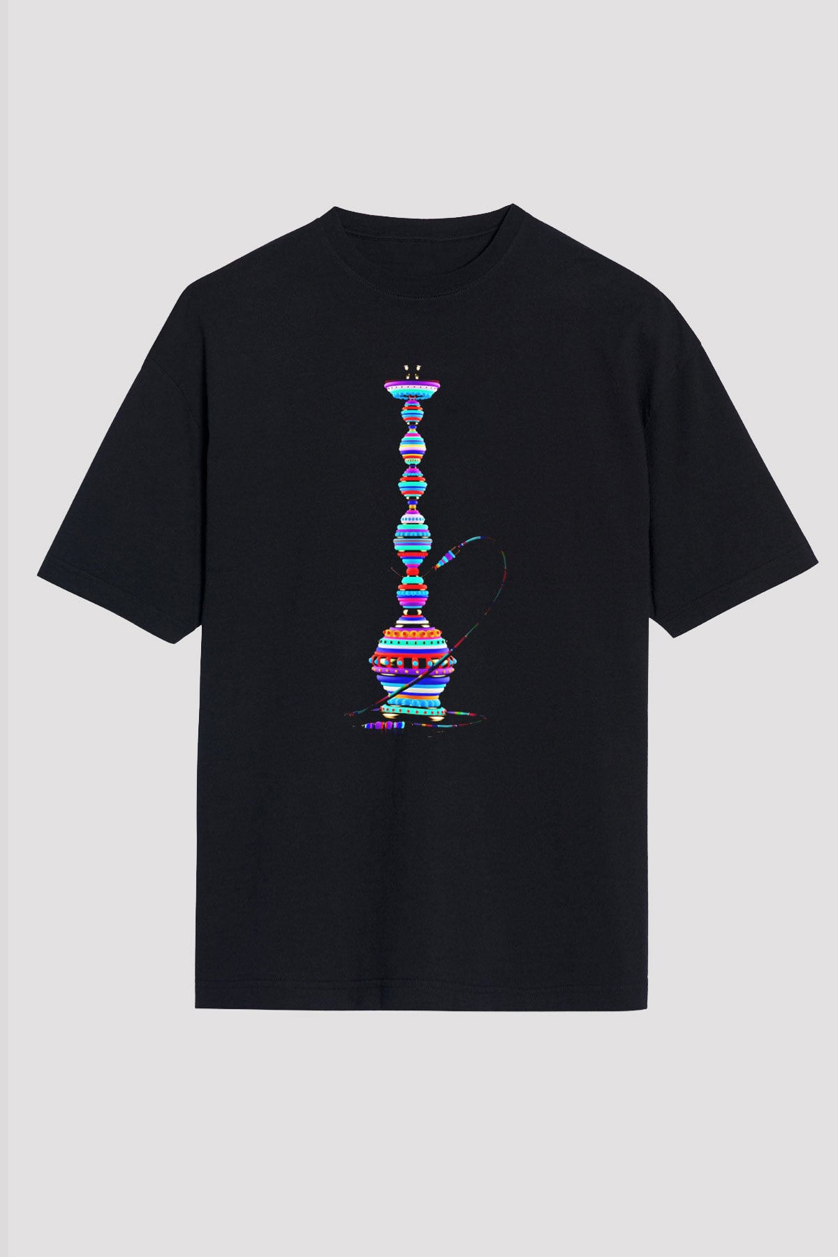 Nargile Siyah Unisex Oversize Tişört T-Shirt