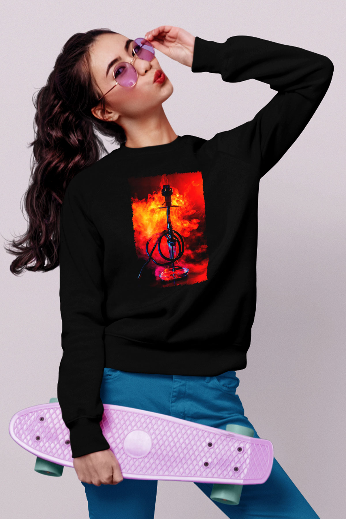 Nargile Siyah Unisex Sweatshirt