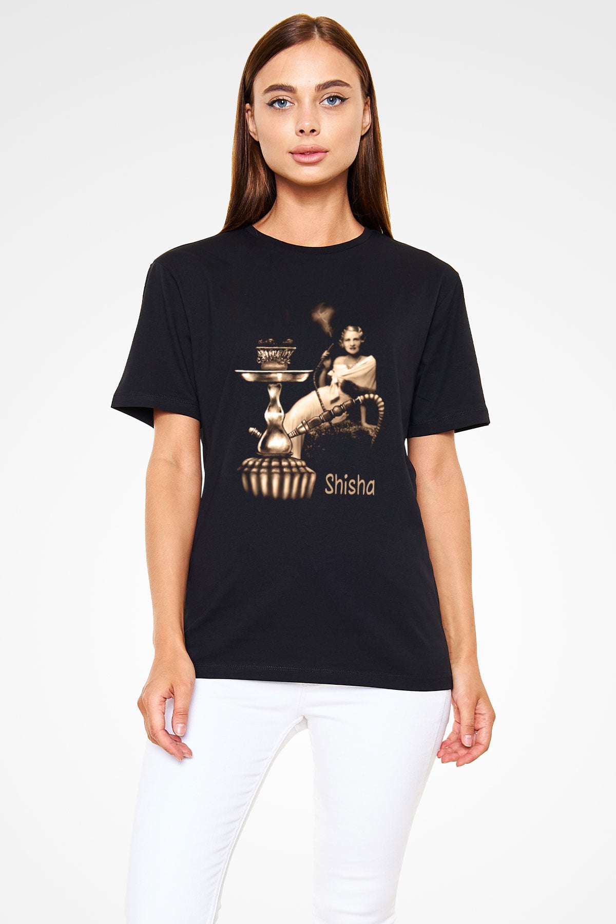 Nargile Siyah Unisex Tişört T-Shirt - TişörtFabrikası