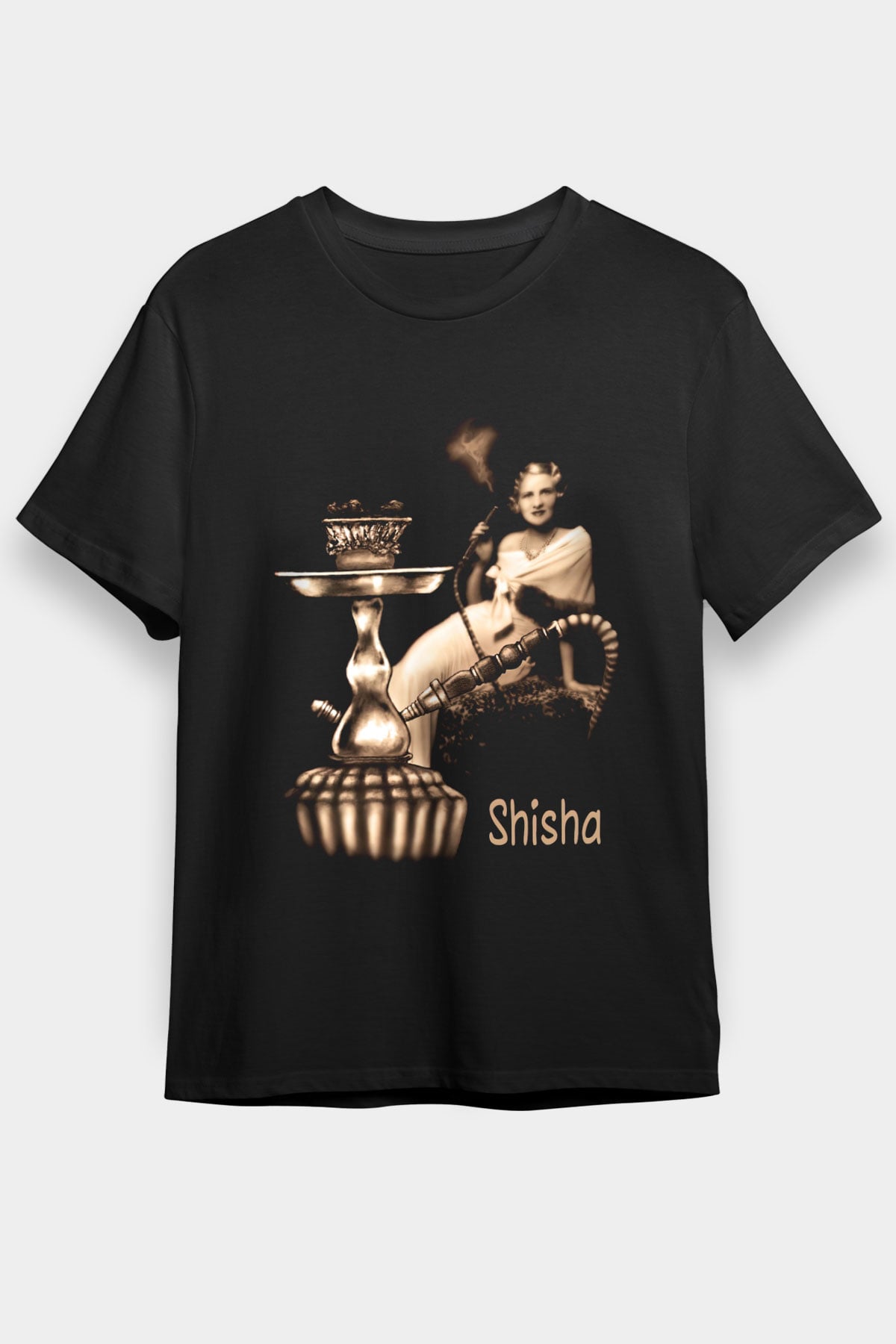 Nargile Siyah Unisex Tişört T-Shirt - TişörtFabrikası
