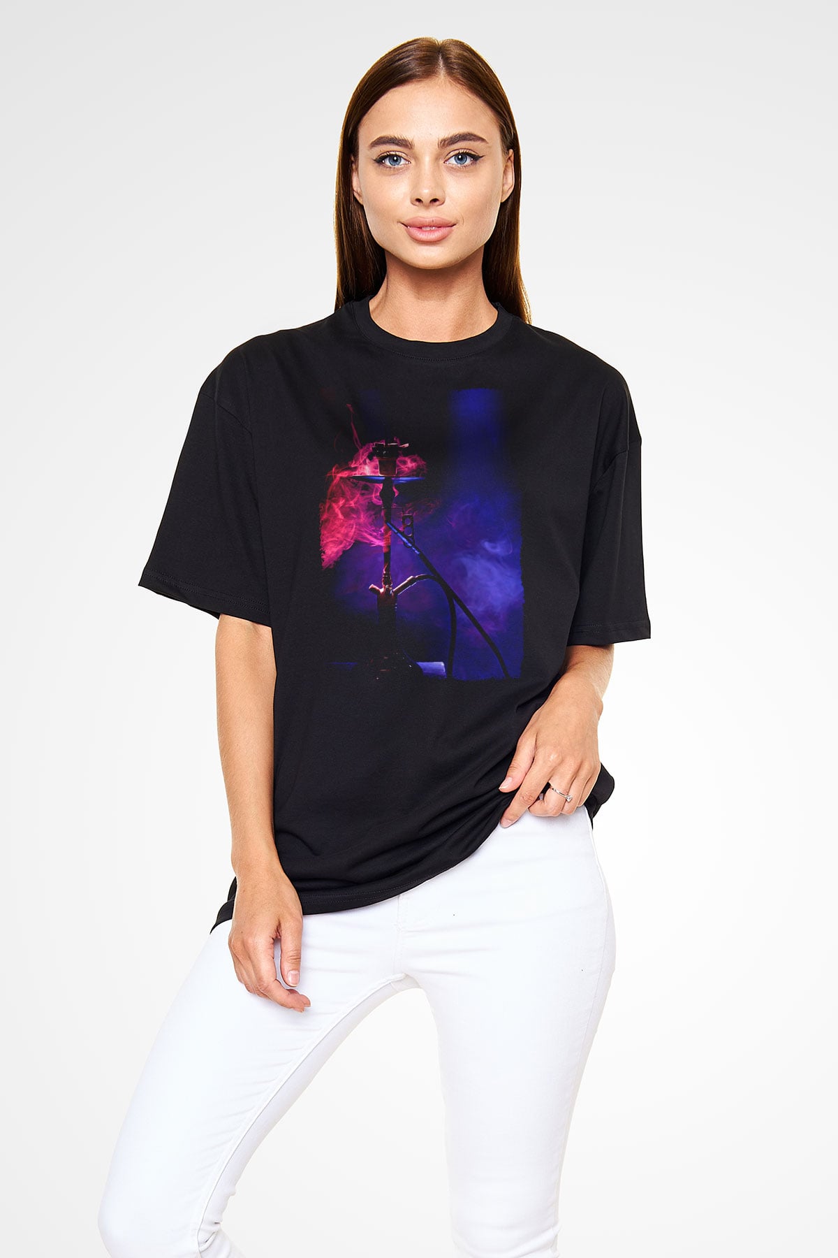 Nargile Siyah Oversize Tişört Oversize T-shirt - TişörtFabrikası