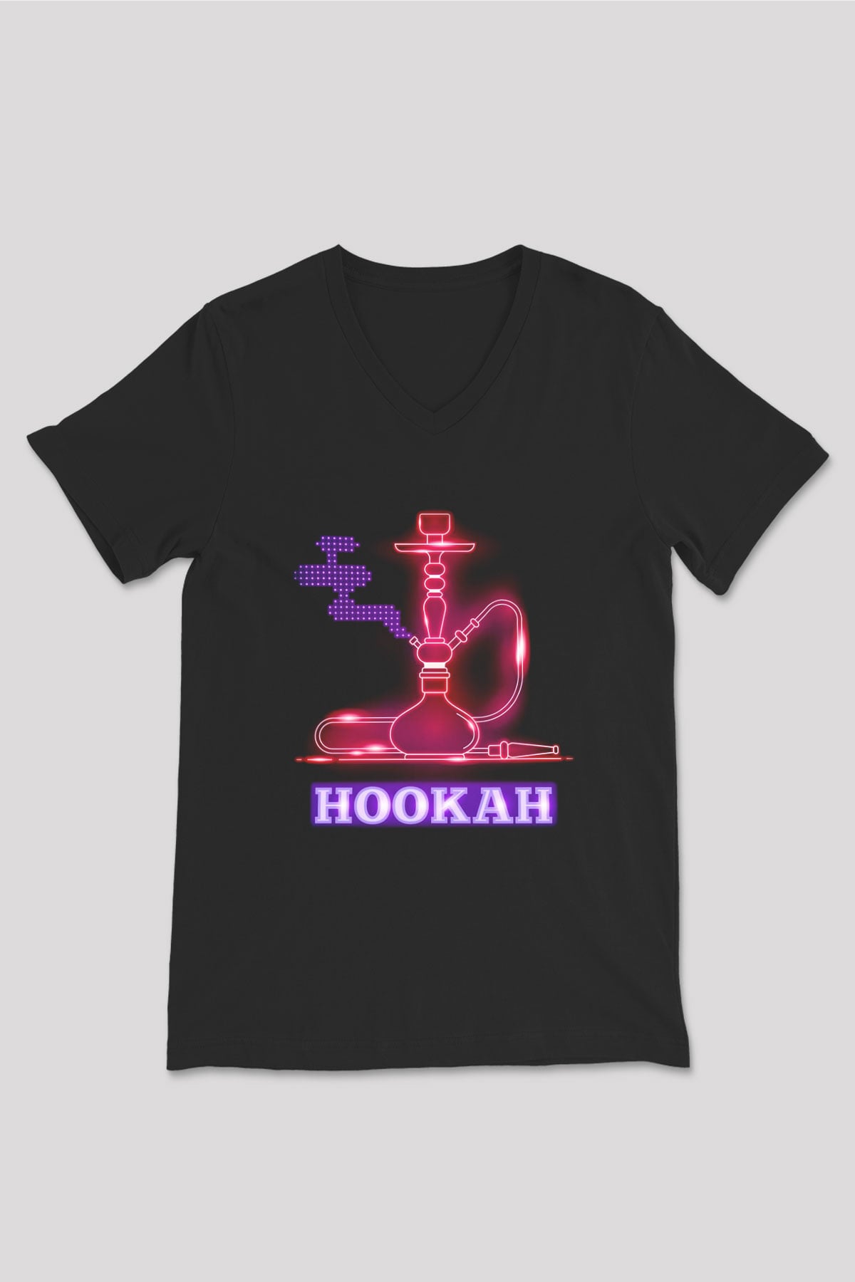 Nargile Siyah Unisex V Yaka Tişört