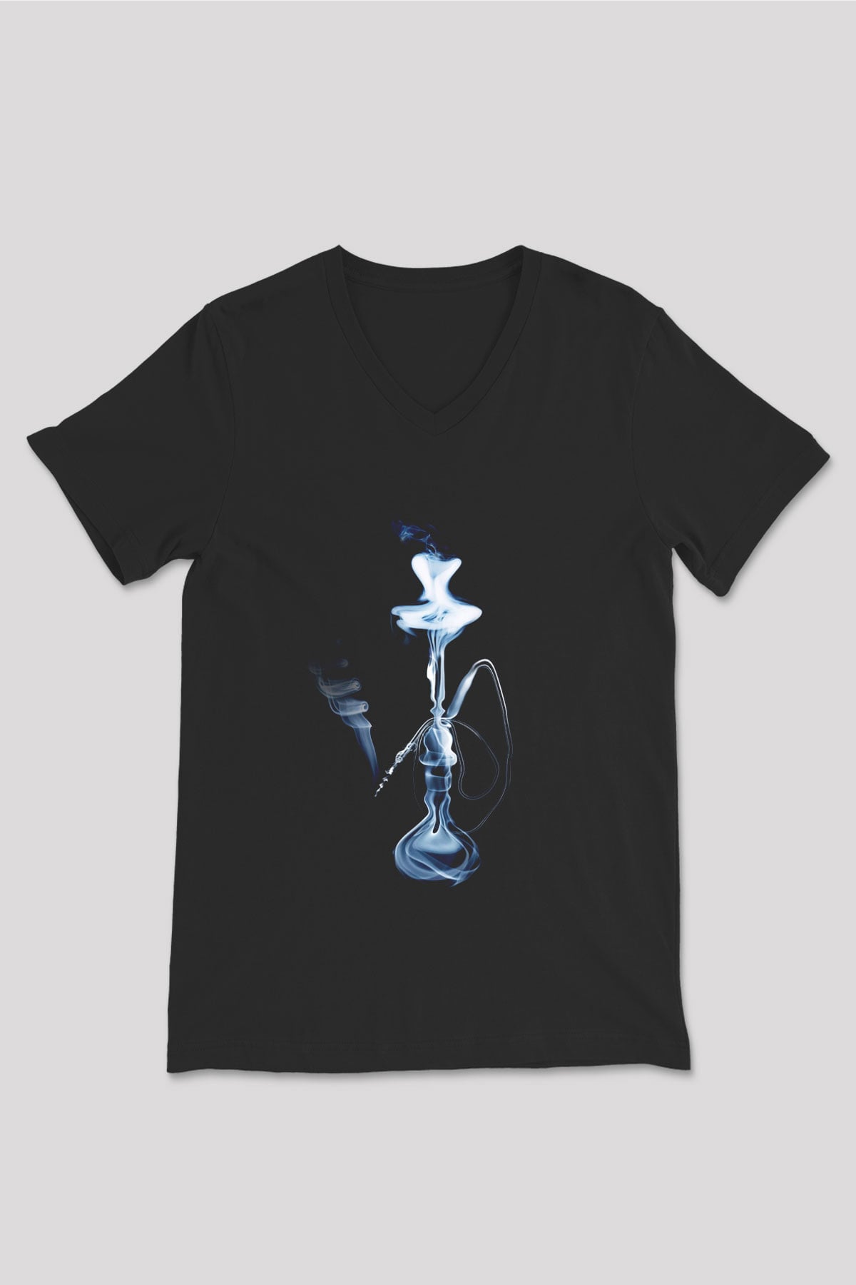 Nargile Siyah Unisex V Yaka Tişört T-Shirt