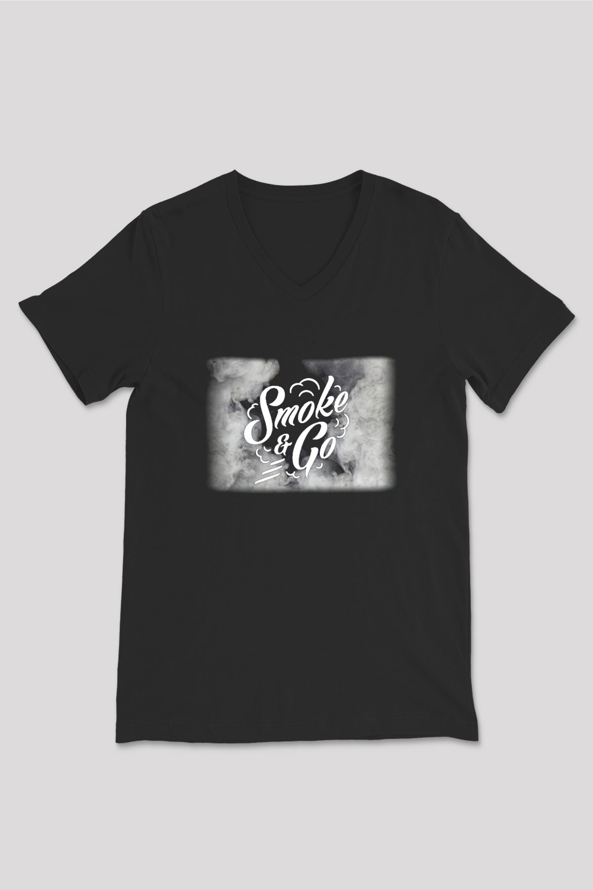 Nargile Siyah Unisex V Yaka Tişört T-Shirt