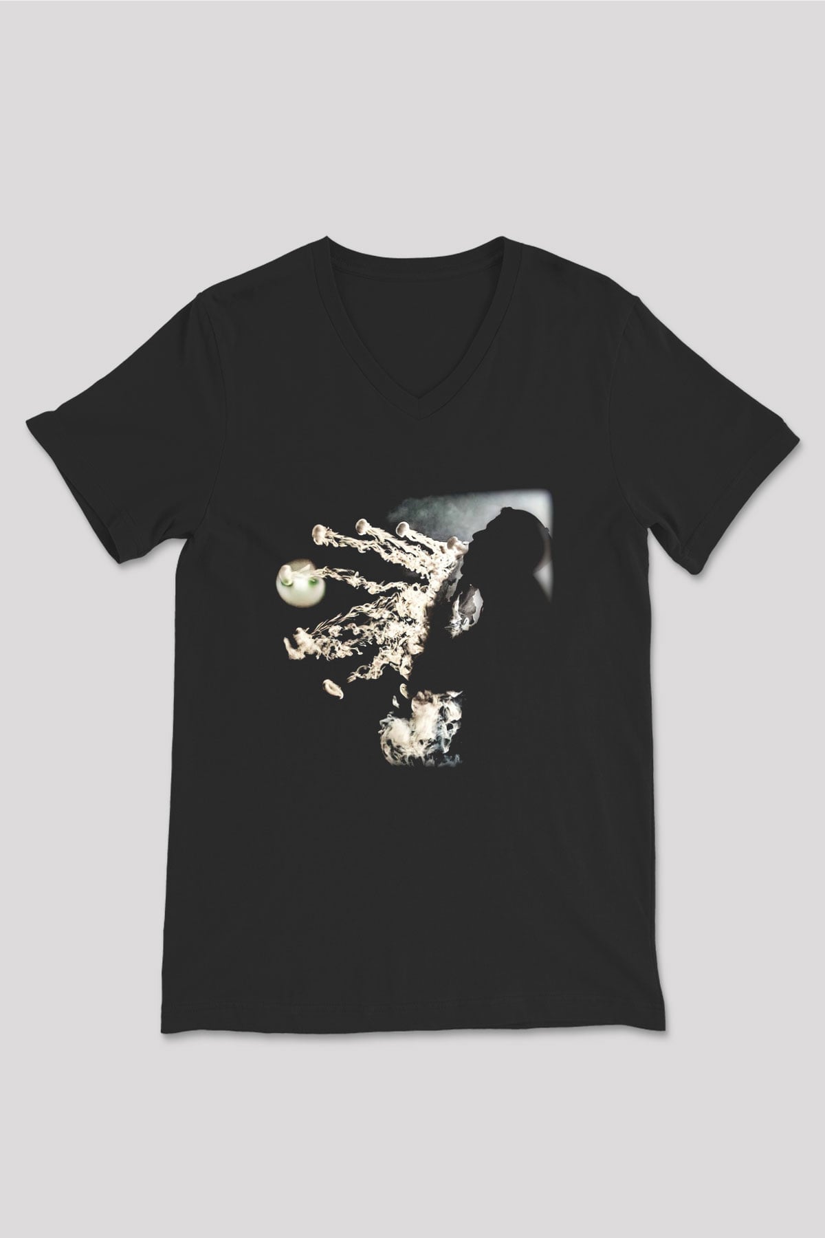 Nargile Siyah Unisex V Yaka Tişört T-Shirt