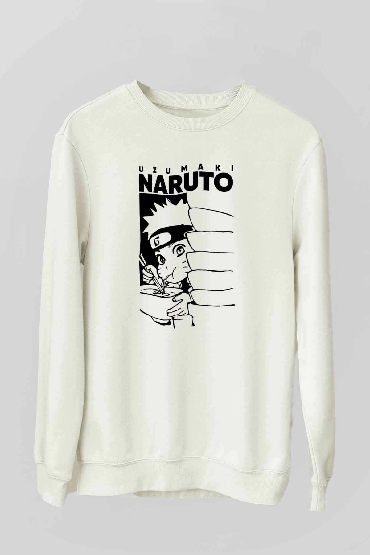 Naruto Baskılı Beyaz Unisex Sweatshirt