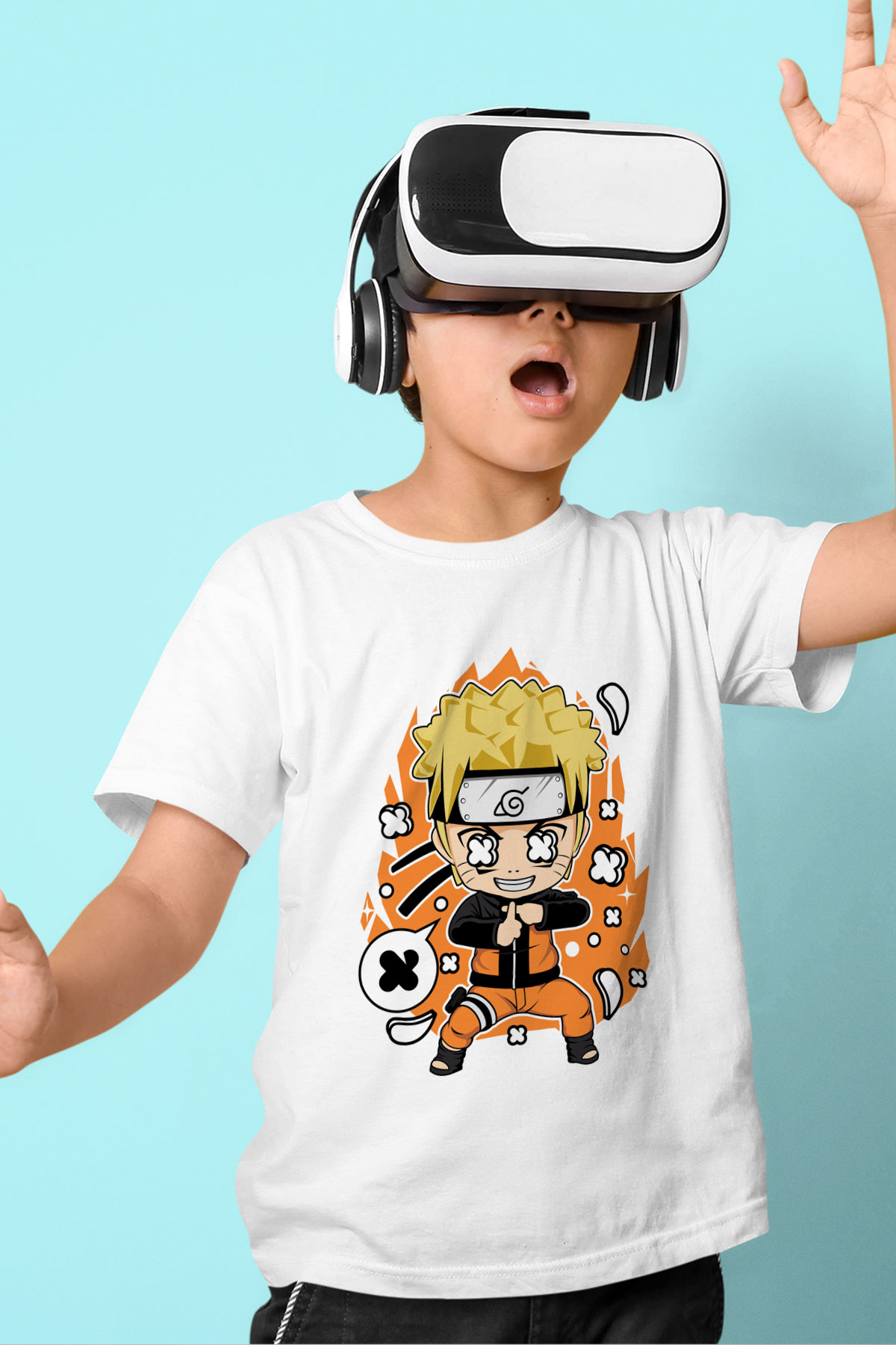 Naruto Baskılı Unisex Beyaz Çocuk Tshirt